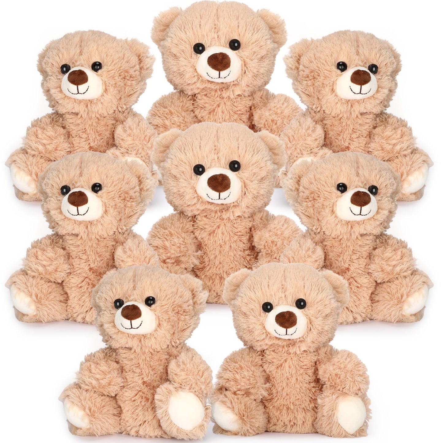 Jenaai 8 Pcs 10 Inches Stuffed Animal Bear Bulk Gift Soft Cute Baby Shower Bear Small Stuffed Plush Toys for Girls, Boys, Back to School Birthday Wedding Party(Classic Style)