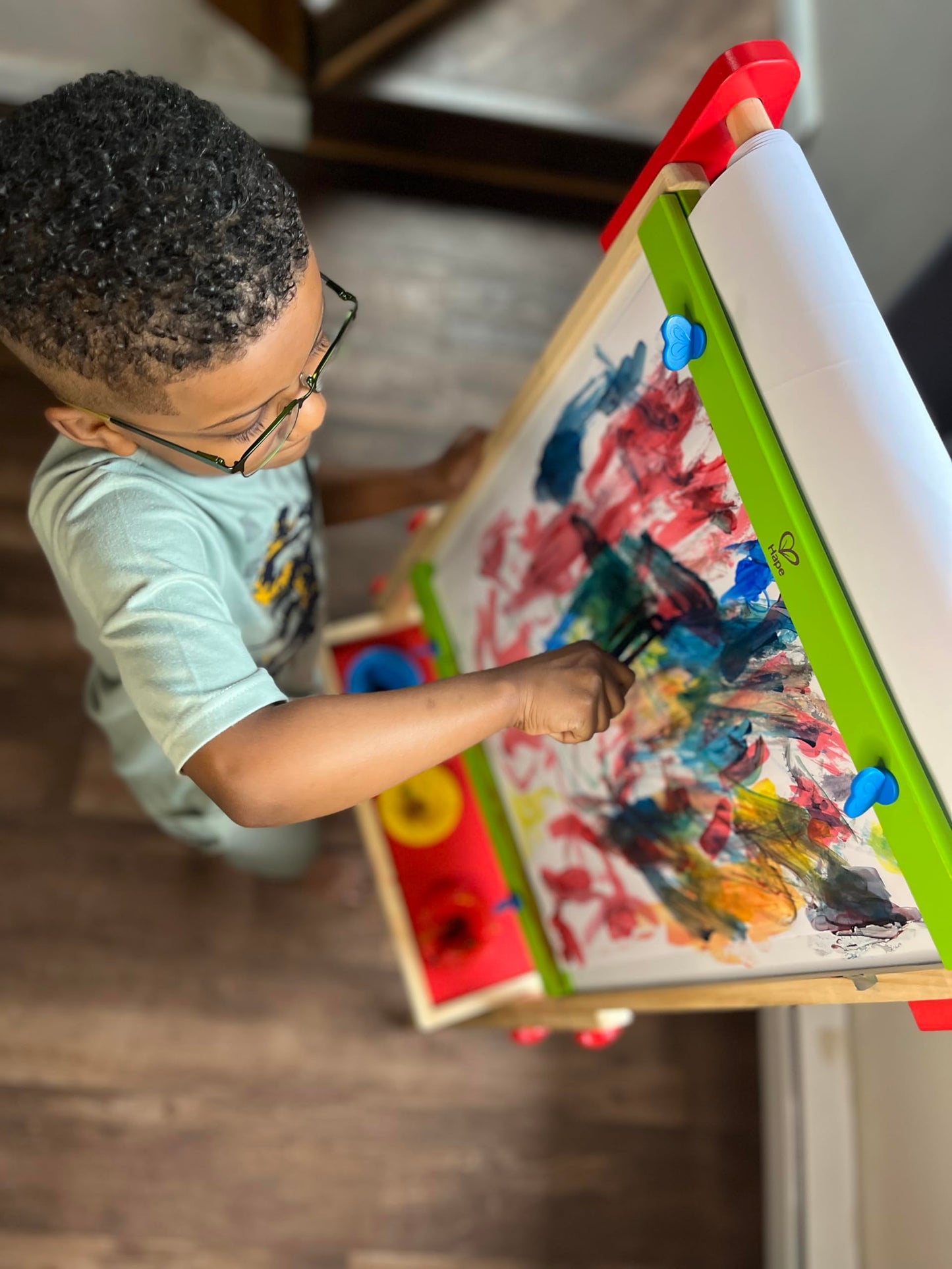 Hape All-in-One Wooden Kid's Art Easel with Paper Roll and Accessories