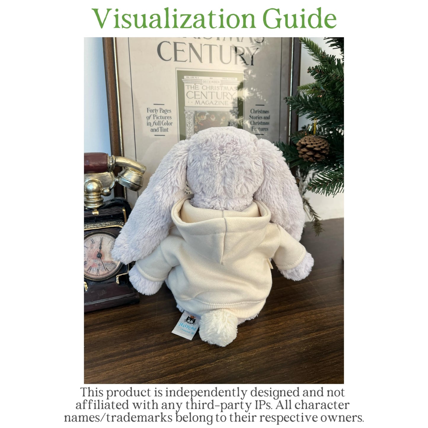 LICHADUOLE 9-12''/30cm Plush Animals Clothes Cotton Hoodie & Checkered Shorts Set for Bashful Bunny and Teddybear(NO Doll)