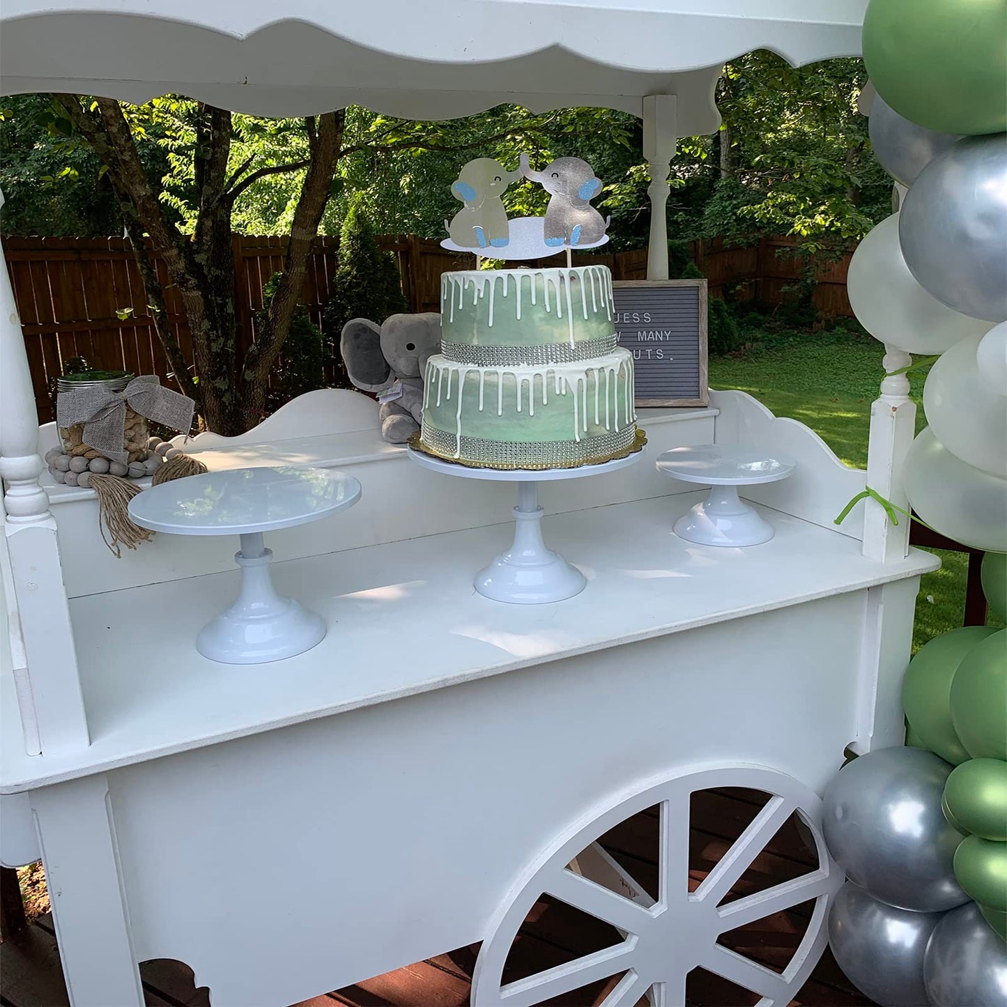yarlung 3 Pack Metal Cake Stands, 8/10/12 Inch Pillar Style Cupcake Display Stand Dessert Trays for Wedding, Party, Birthday, Gatherings, White
