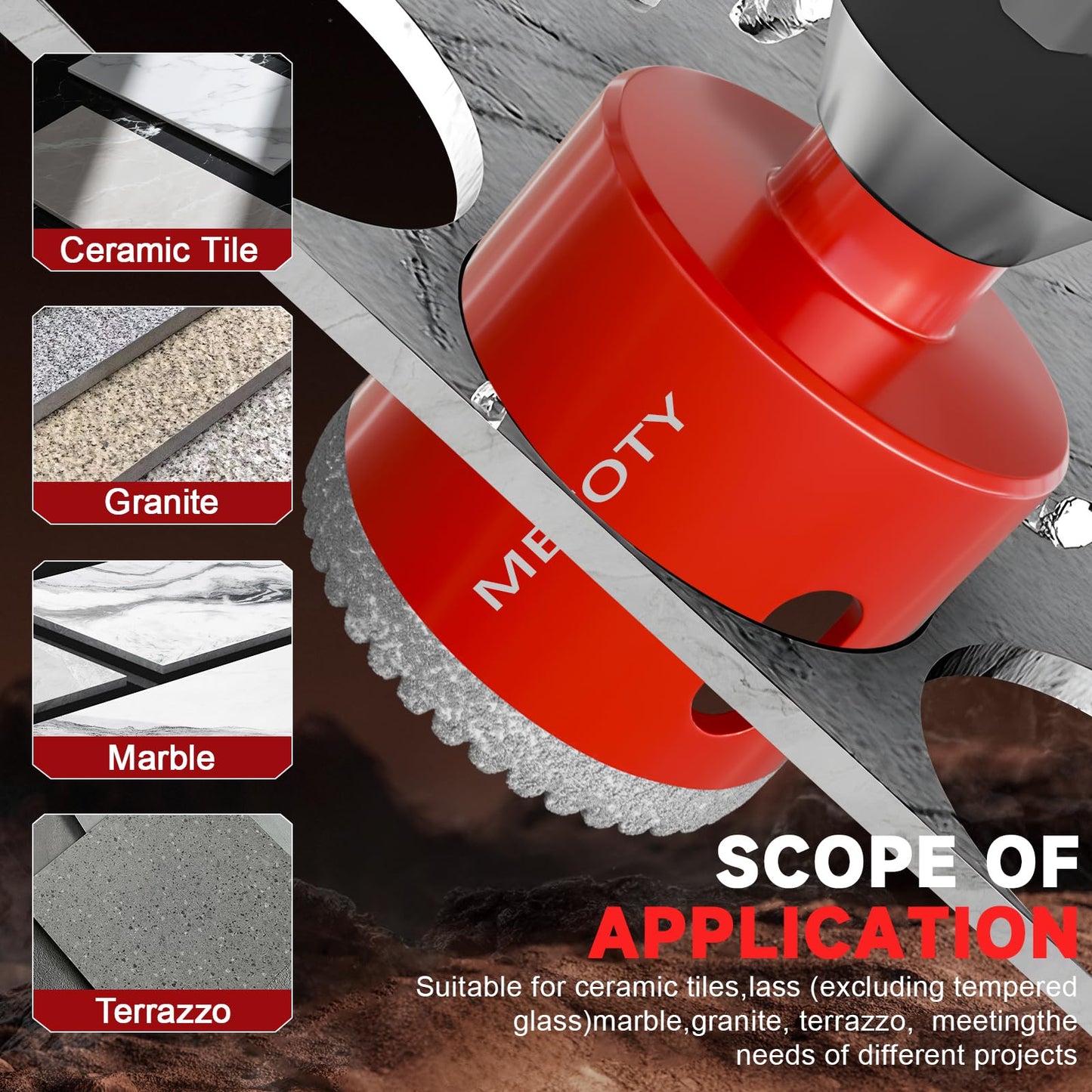 Diamond Hole Saw Drill Bit Set (15 PCS) (1/4"-2") Serrated Diamond Core Bits for Ceramic, Glass, Tile, Marble, Granite | EVA Positioner & Hard Storage Bag | Dry/Wet Dual-Use | High-Precision Drilling
