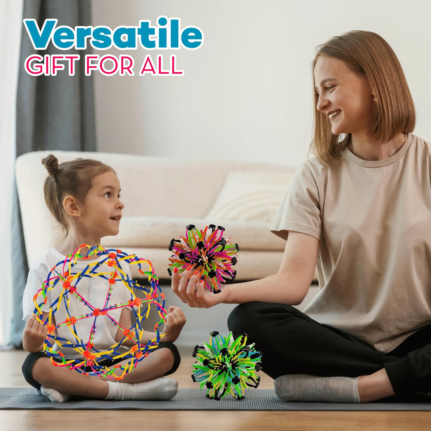 4E's Novelty Expandable Breathing Ball Sphere (4 Pack) Toy for Kids Stress Reliever Fidget Toys for Yoga Anxiety Relaxation Expands from 6" to 12"