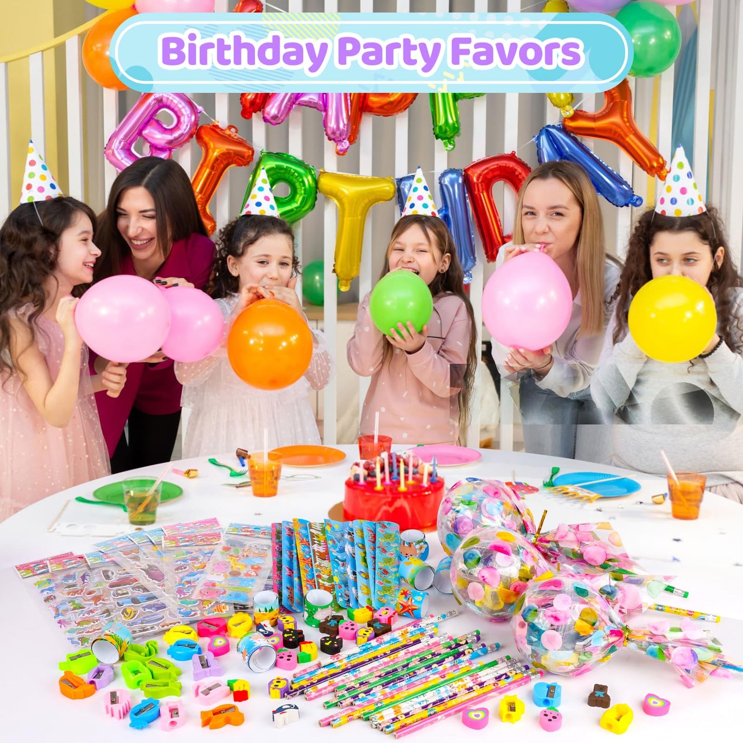 Thesixowls Giant Lollipop Birthday Goodie Bags, 24 Pack Lollipop Return Gifts for Birthday Party – Fun Goodie Bags Classroom Rewards Students Gifts Class Prizes