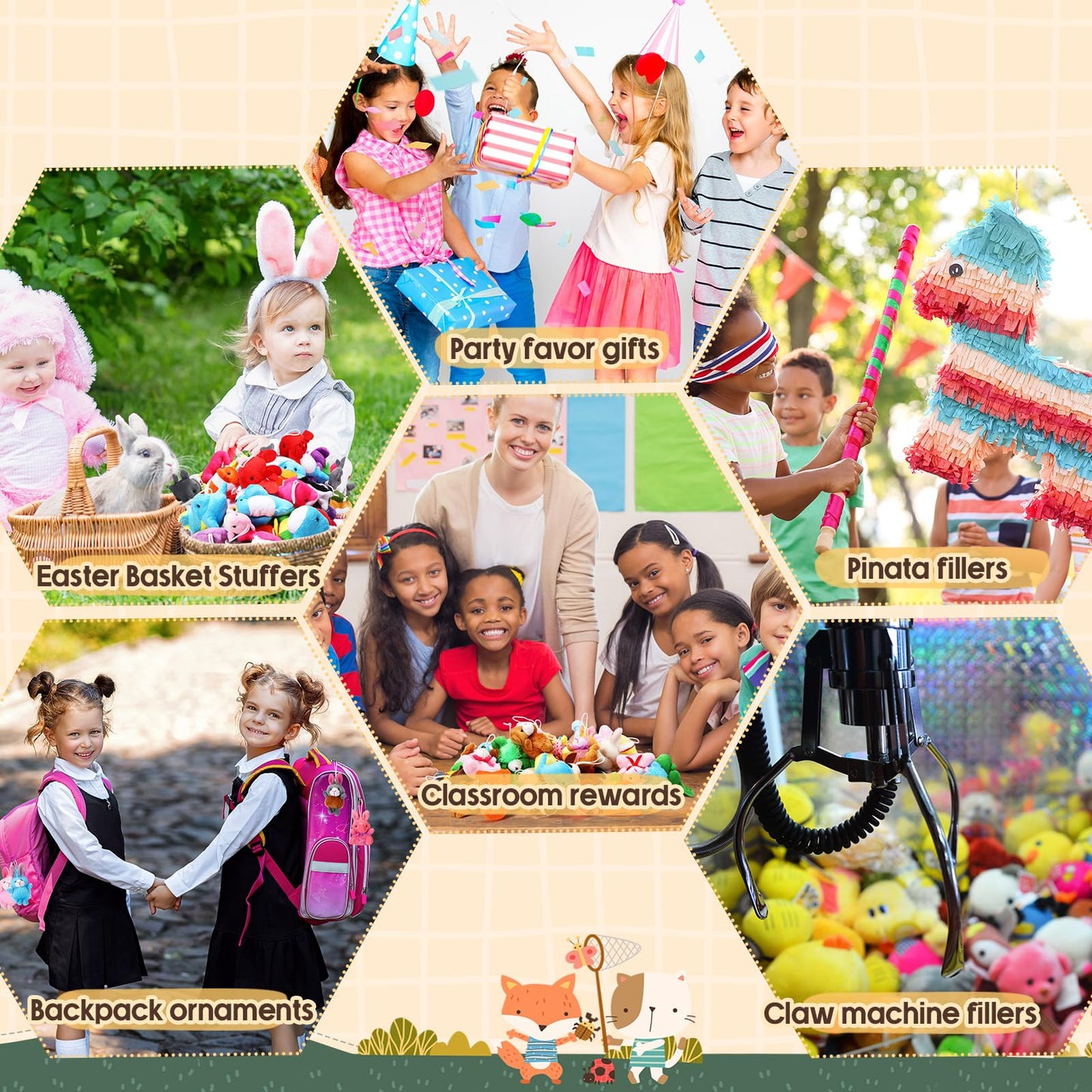 Leyndo 200 Pcs Mini Stuffed Animals Bulk Small Stuffed Animals Keychain Back to School Gifts Tiny Plush Toys for Classroom Rewards Carnival Prizes Birthday Party Favors(Mixed)