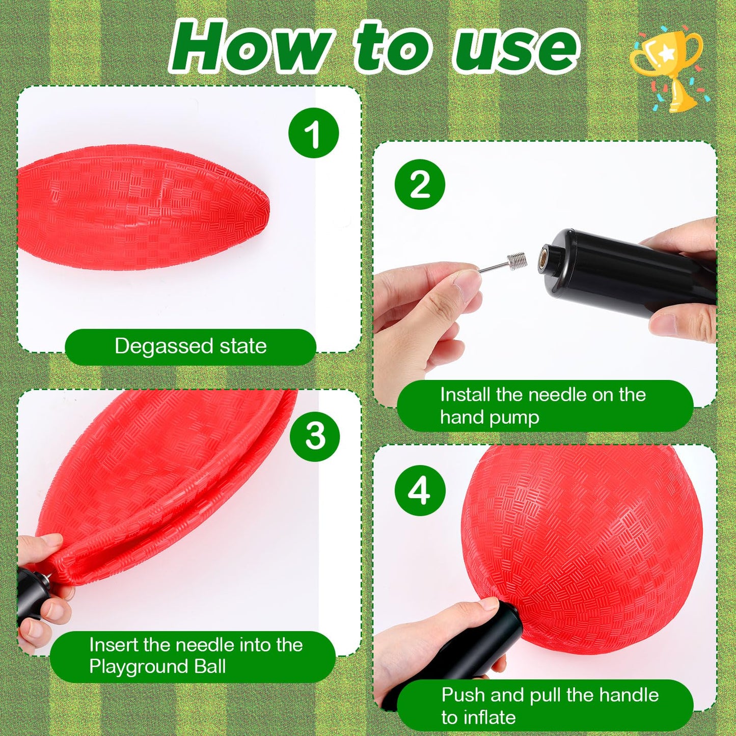 Hiboom 16 Pcs Sports Kickball Set Includes 10 Inches Playground Ball 5 Rubber Throw Down Bases Ball Pump 10 Foul Line Cones for Kids Adults Playground School Backyard Game Camps Picnic (White)