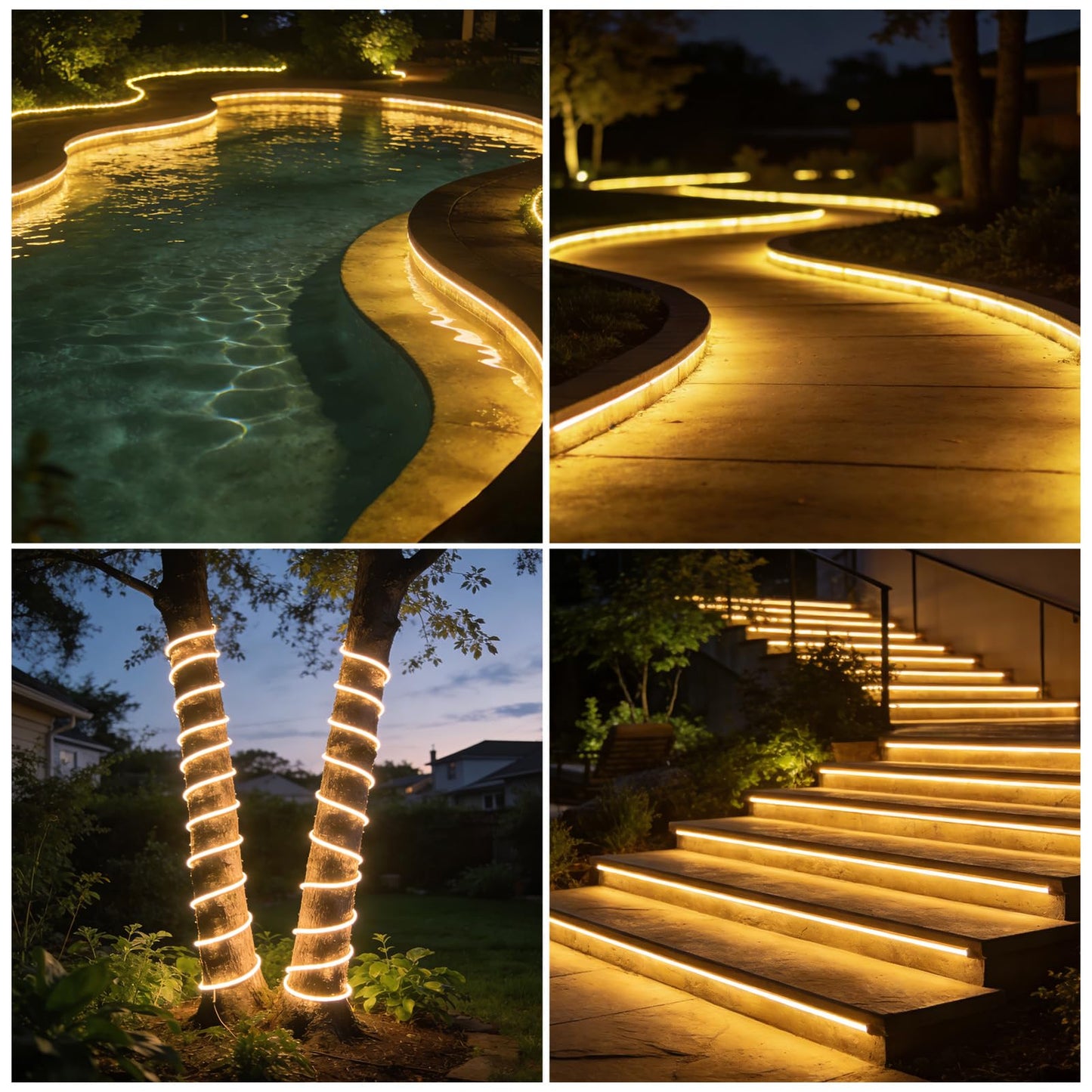 DBFAIRY Outdoor Solar Strip Lights 66Ft, 640 LED Solar Strip Lights Dimmable with Remote & Strong Adhesive, IP67 Waterproof Flexible Tape Lights for Patio Garden Pool Camping Decor (Warm White)