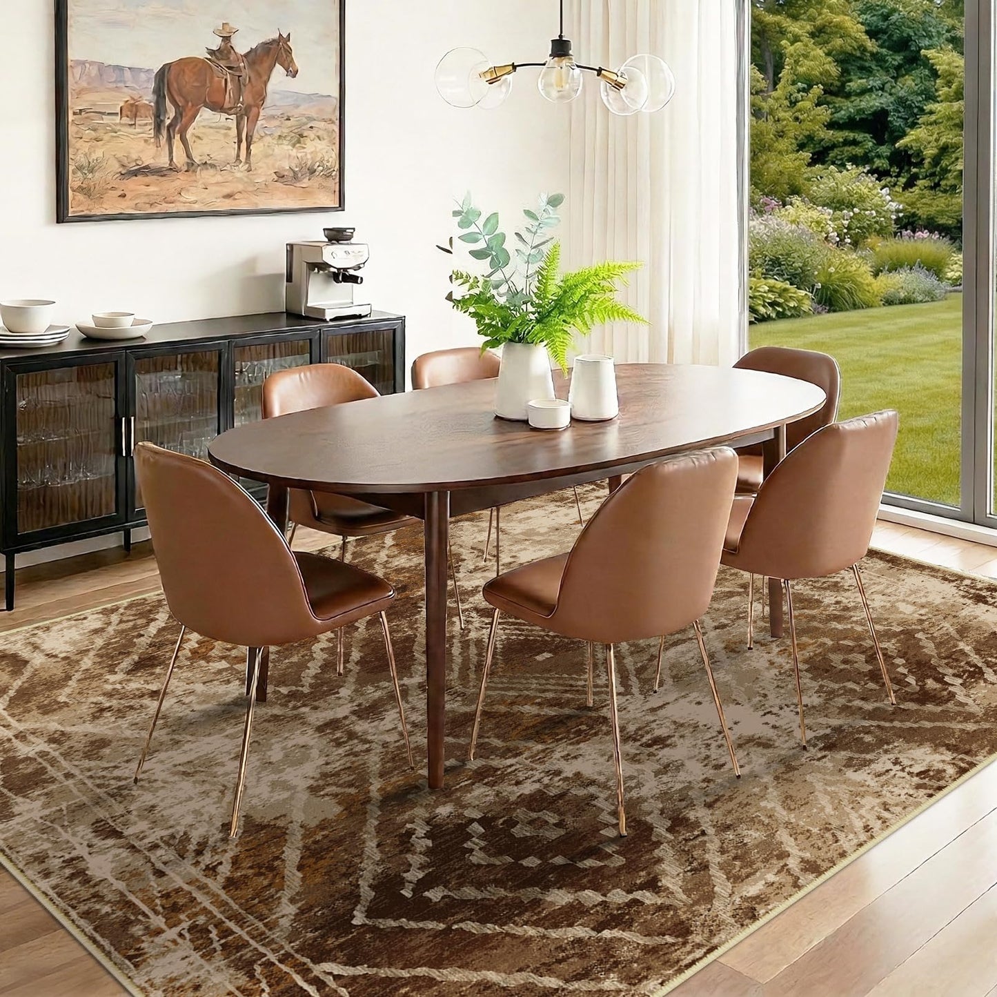 BESTSWEETIE Area Rug 5x7 Rug Machine Washable Non-Slip Low Pile Print Pattern Western Rug for Living Room Bedroom Entryway Tribal Series-Abstract/Cowhide