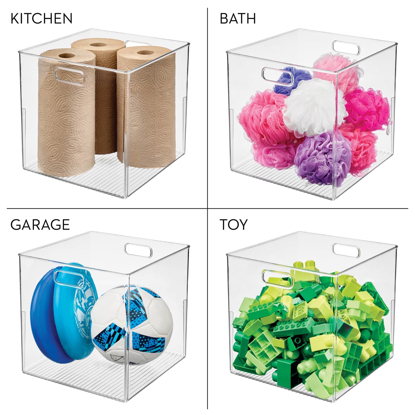 iDesign Pantry Storage Bin, Large Cube Organizer for Cabinet, Countertop, or Fridge, Clear, Made in USA