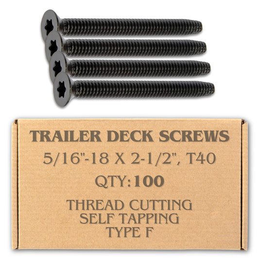 100pcs Trailer Deck Screws Self Tapping 2-1/2 in, 5/16-18 Thread, Flathead T40 Torx Wood to Metal Self Tapping Deck Screws for a Trailer