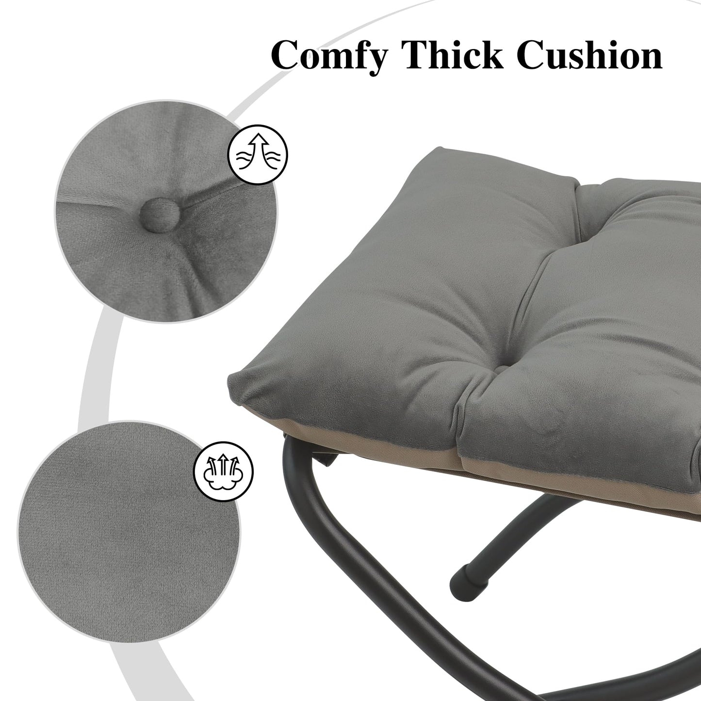 Mordchil HF 15"(H) Folding Ottoman, Foldable Footrest Stool, Portable Small Foot Stool for Couch, Collapsible Foot Rest Ottoman for Sofa, Accent Padded Ottomans for Living Room, Bedroom, Dark Grey