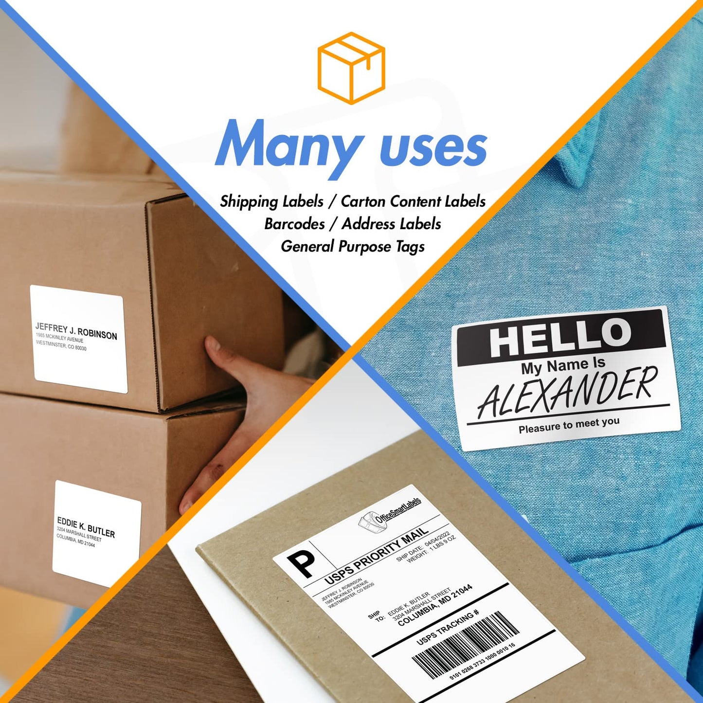 (10 Rolls, 17000 Labels) 2.25" x 0.75" Direct Thermal Blank Shipping Labels for Rollo Printer & Zebra Desktop Printers - 1" Core, Multipurpose UPC Barcode Address - Adhesive Perforated