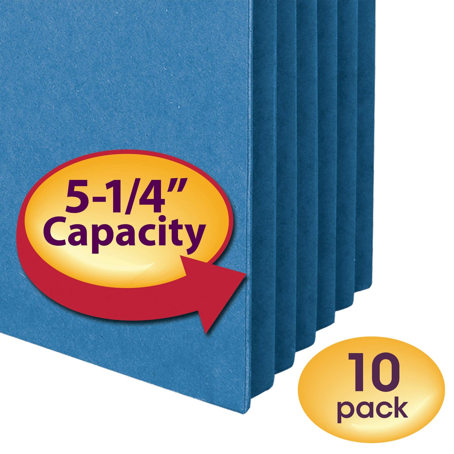 Smead File Pocket, Straight-Cut Tab, 5-1/4" Expansion, Letter Size, Blue, 10 per Box (73235)