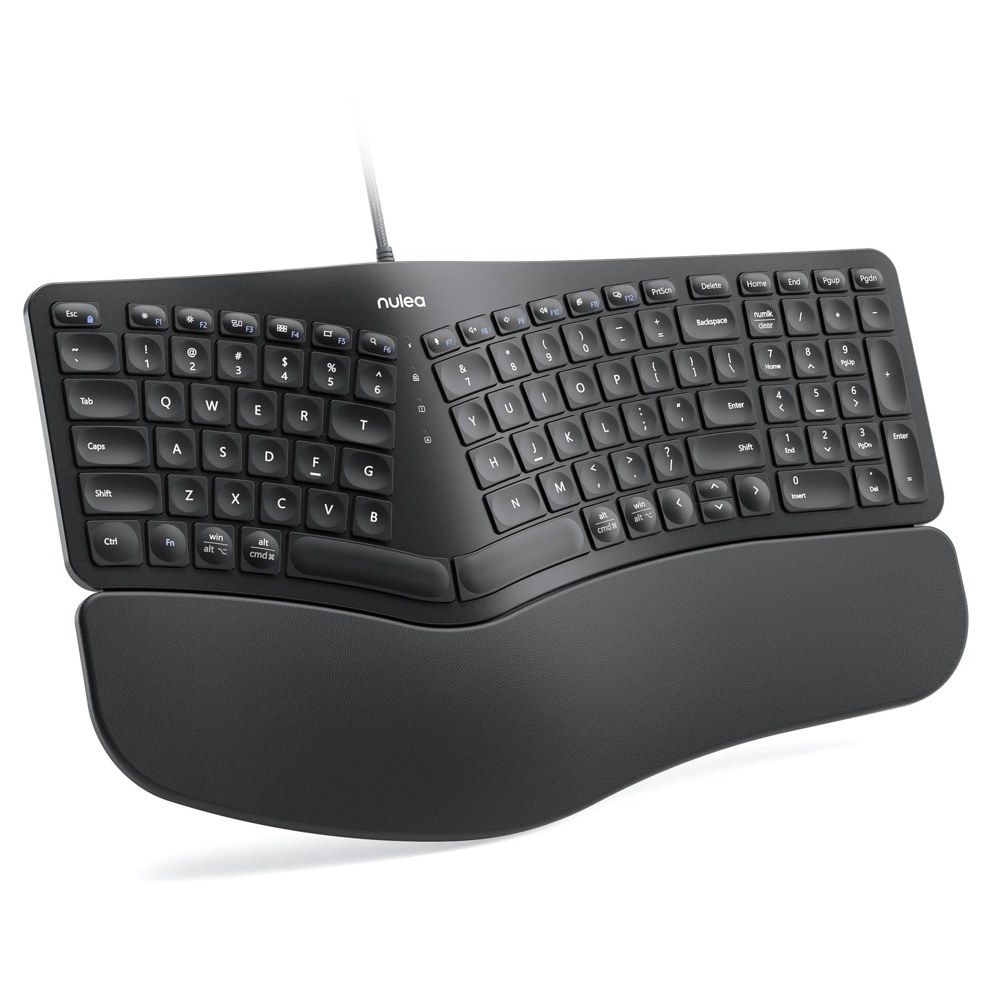 Nulea RT05C Wired Ergonomic Keyboard, Split Keyboard with Cushioned Wrist Rest, Adjustable Tilt Legs, Plug and Play, USB Corded, Compatible with Windows/Mac