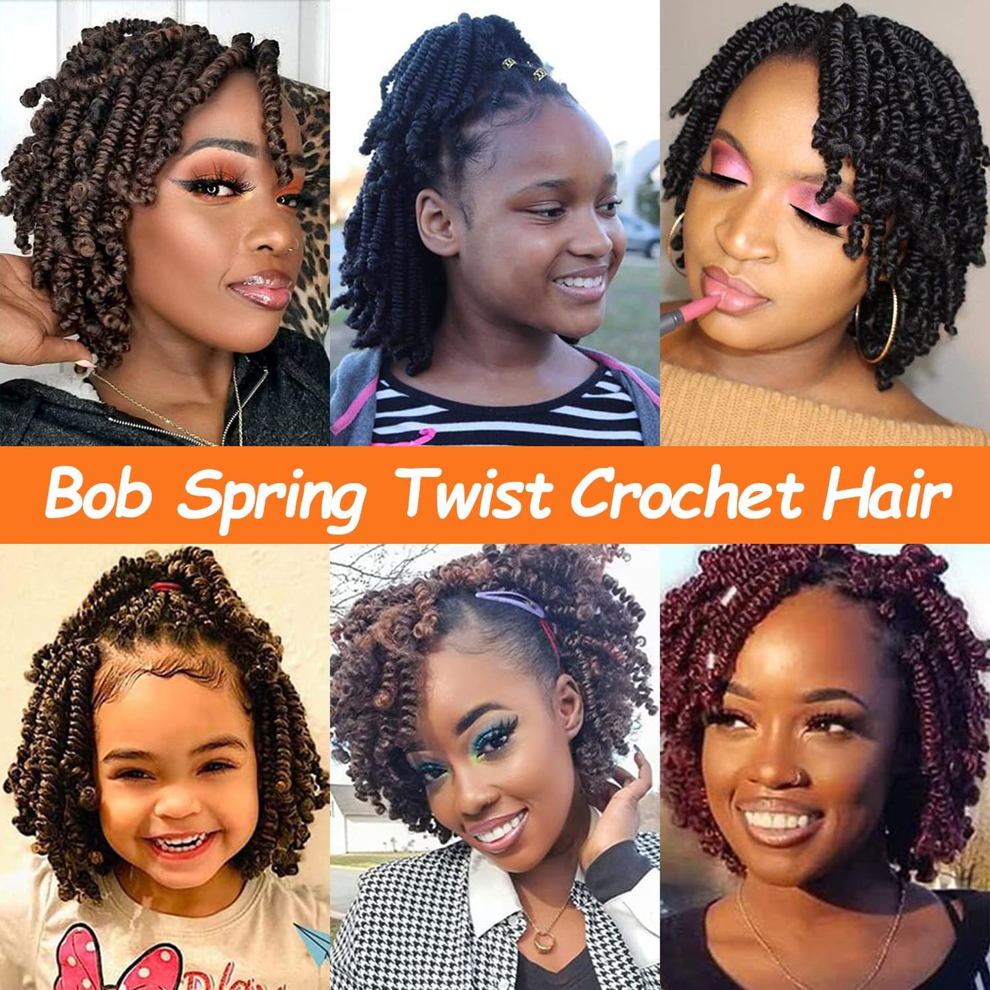 Lifabeauty 8 Packs Short Spring Twist Crochet Hair 4Inch Pretwisted Passion Twist Crochet Hair Curly Pre Looped Crochet Braids Hair Bomb Twist Kids Crochet Hair for Black Women (4 Inch, T30#)