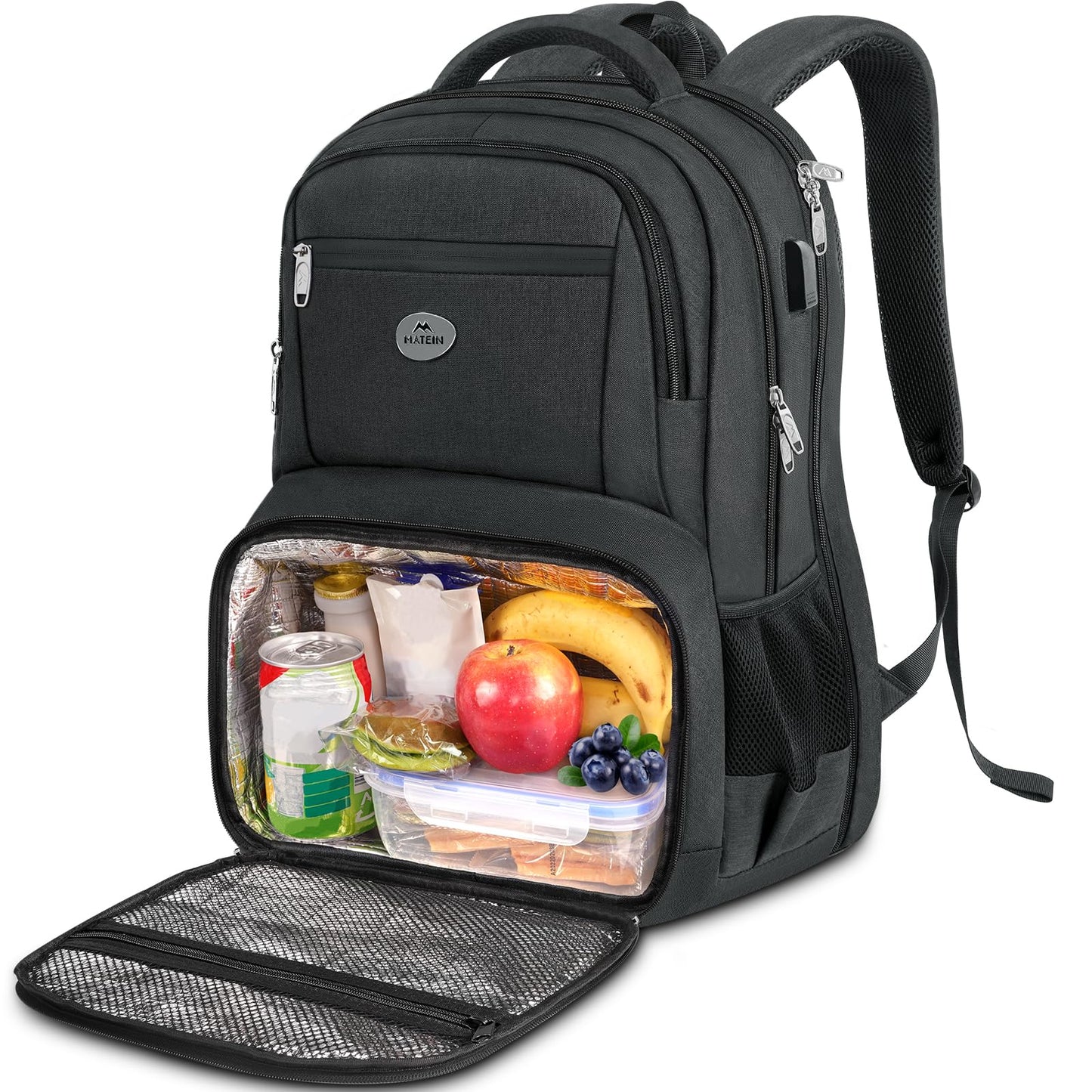MATEIN 17 Inch Laptop Backpack, TSA Large Travel Backpack with Lunch Box, Anti-Theft Work Business Carry On with USB Port, Water Resistant Sturdy College Computer Backpack for Men Women