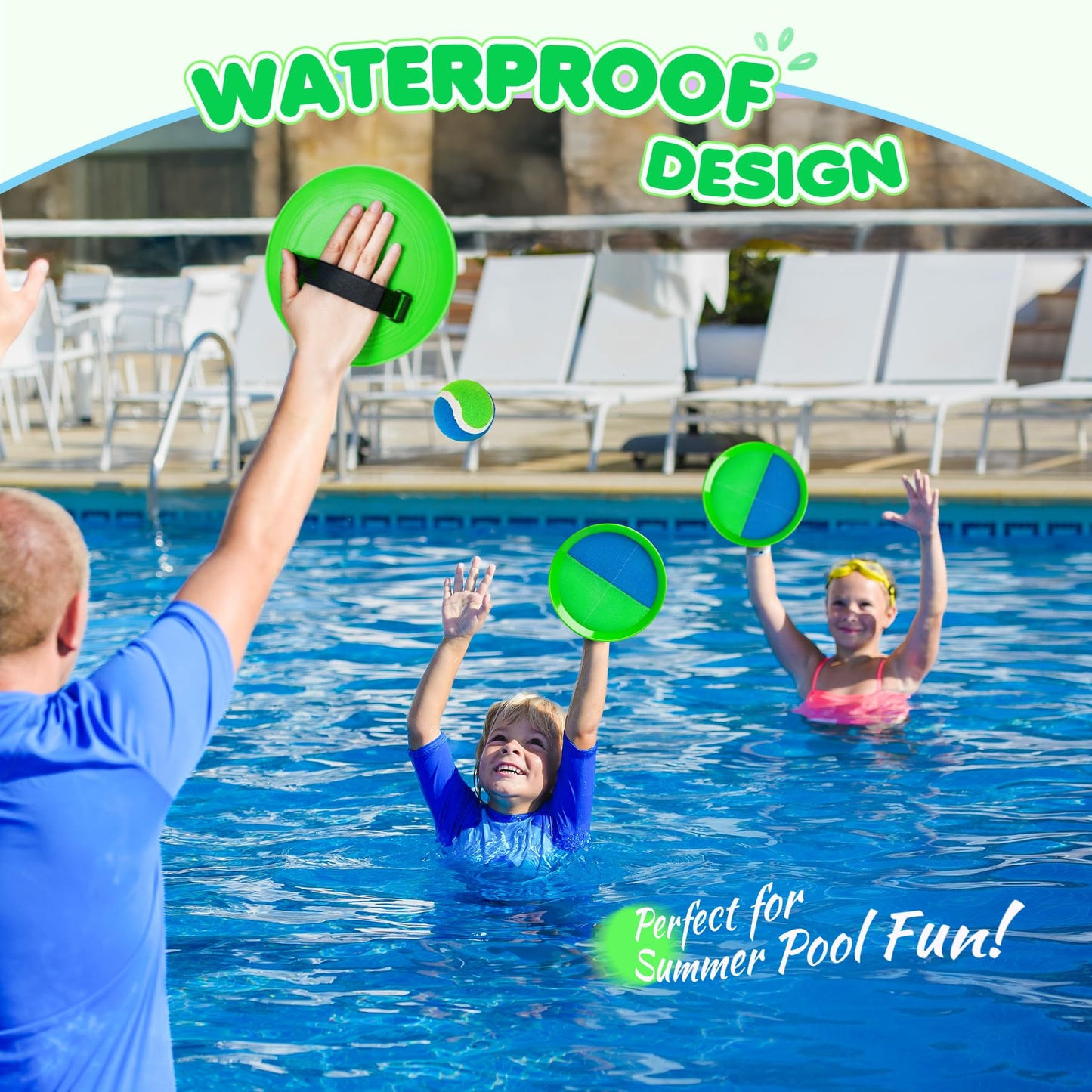 Toss and Catch Ball Set 4 Pack for Toddlers, Kids and Adults - Classic Kids Toys Outdoor Indoor - Sturdy & Water-Resistant, Great for Beach, Pool and Backyard - Ideal Gift for Boys Girls(Blue-Green)