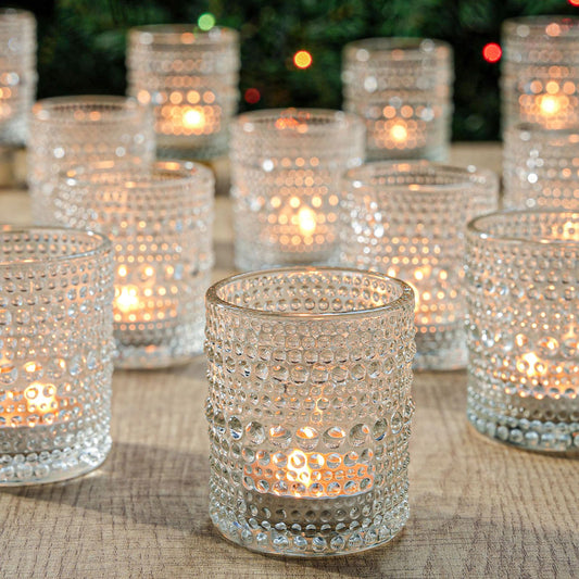 48pcs Votive Candle Holders for Home Decor, Clear Glass DIY Wax Filling Tealight Candle Holders, Tea Light Candles Holder for Wedding Table Decoration