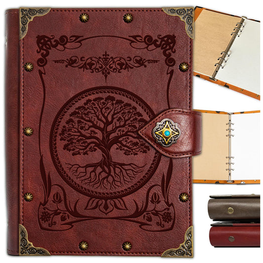 DUROTAN Tree of Life Journals Notebook Gift Set-Unique A5 Binder 400 Page Vintage Leather Suitable for Women & Men writing,Poets,Travelers,as a Diary Dnd Gift