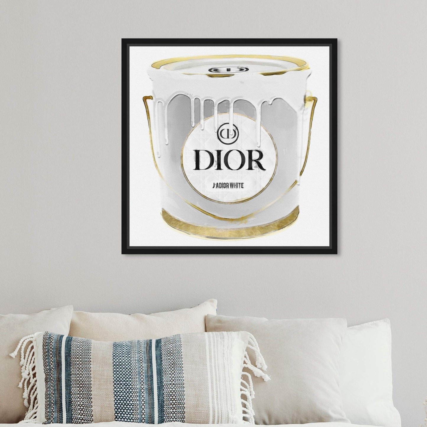 The Oliver Gal Artist Co. Fashion and Glam Framed Wall Art Canvas Prints Paint' Cans Home Décor, 12 in x 12 in, White, Gold