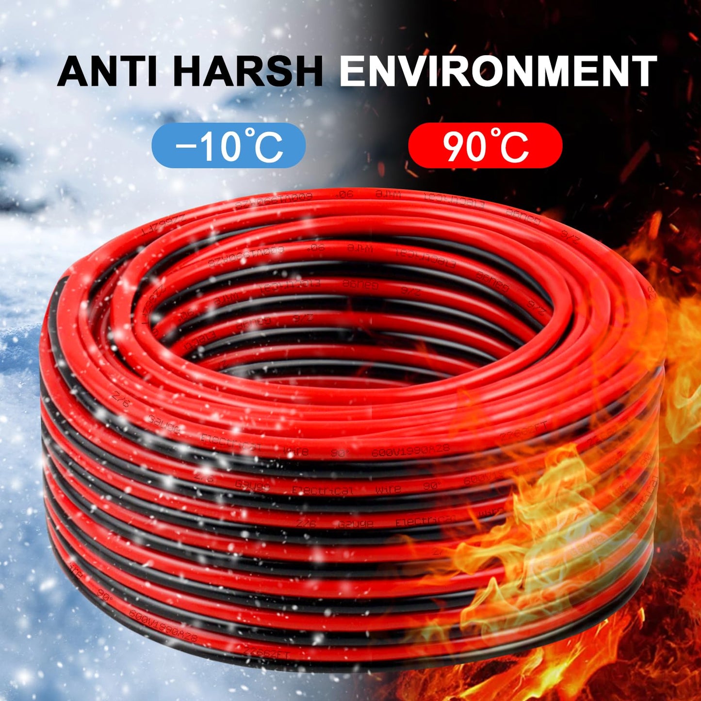 6 Gauge Wire 20 Feet, 6/2 AWG Pure Copper Wire, 6AWG 2 Conductors Red Black Oxygen Free Stranded Low Voltage Wire for Solar Panel, Automotive, Audio Auto, LED Lighting(6 AWG 20FT)