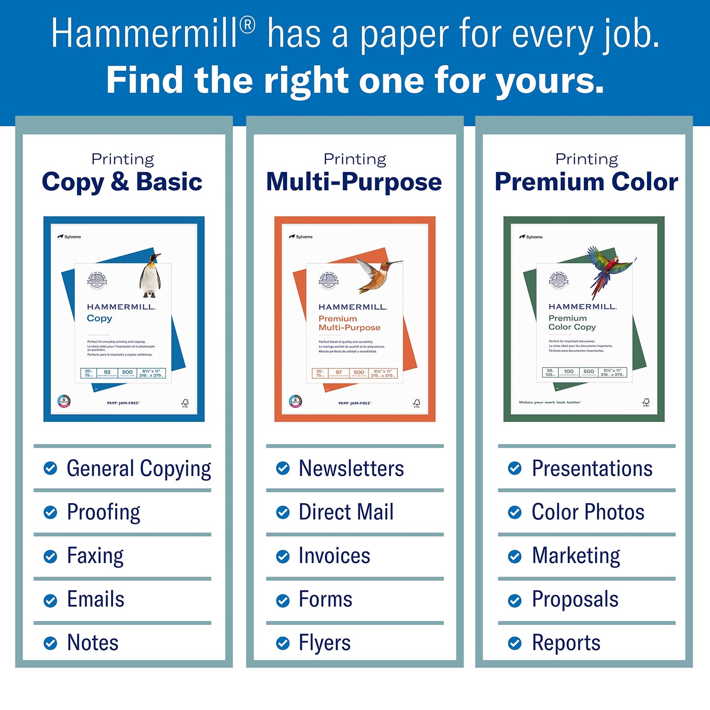 Hammermill Printer Paper, Premium Color 28 lb Copy Paper, 8.5 x 11-2 Ream (1,000 Sheets) - 100 Bright, Made in the USA
