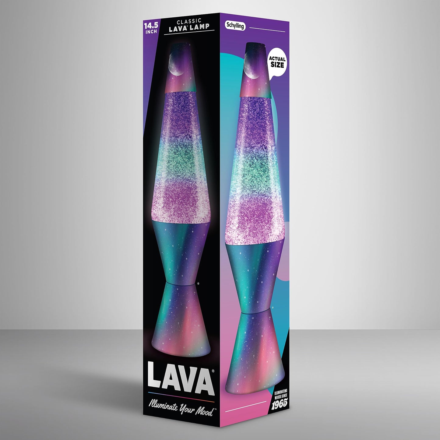 Lava® Lamp - 14.5" Polar Glimmer - The Original Motion Light - Silver Glitter, Multicolor Base and Globe - Item #2048 (Amazon Exclusive)