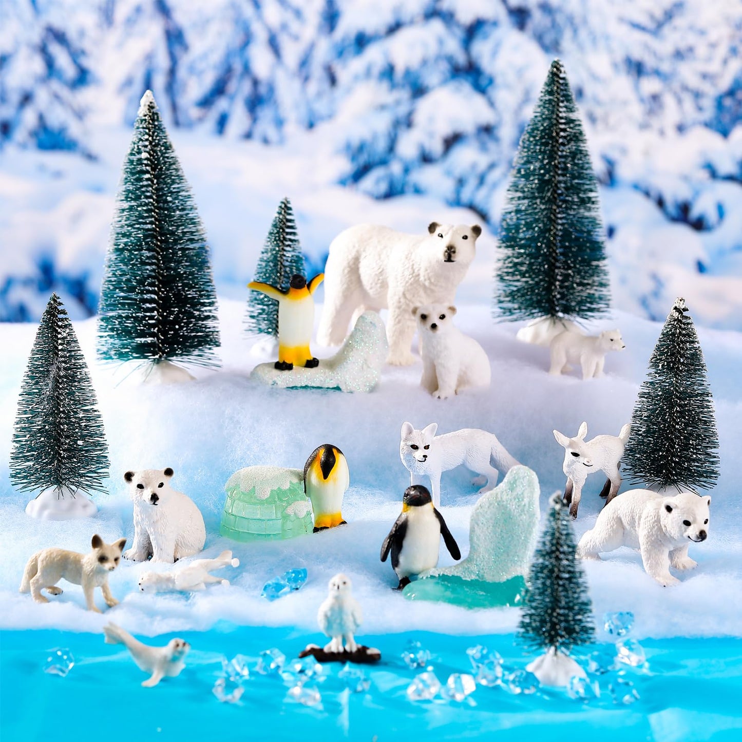 Glimin Polar Animals School Projects Set Diorama Supplies Kit Figurine Toys Model Diorama Project Set Educational Toys Birthday Gifts Decorations