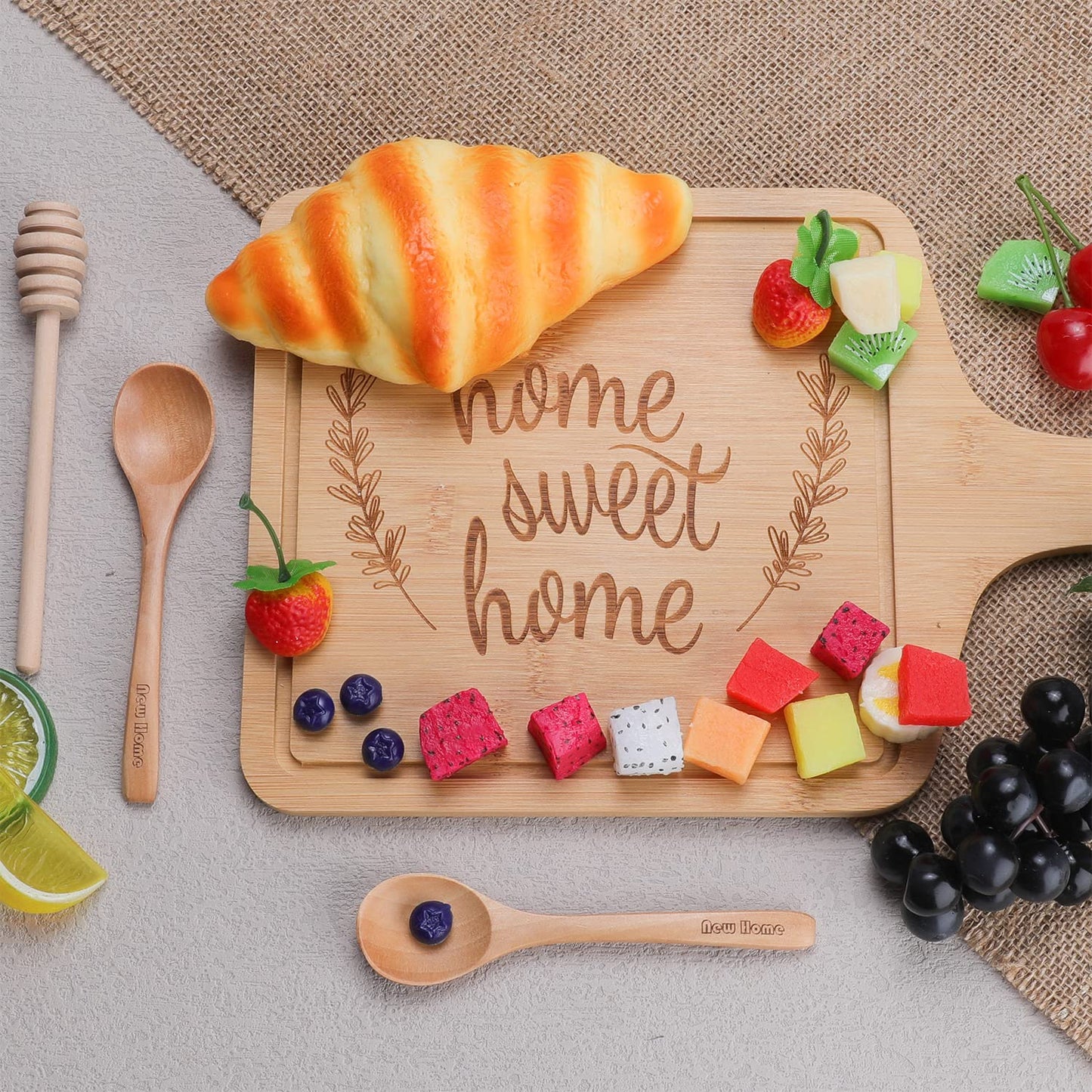 House Warming Gifts New Home,Housewarming Gift,New Home Gifts Ideas,Realtors Closing Gifts for Home Buyers,Home Sweet Home Bamboo Serving Board for Couple Women Men
