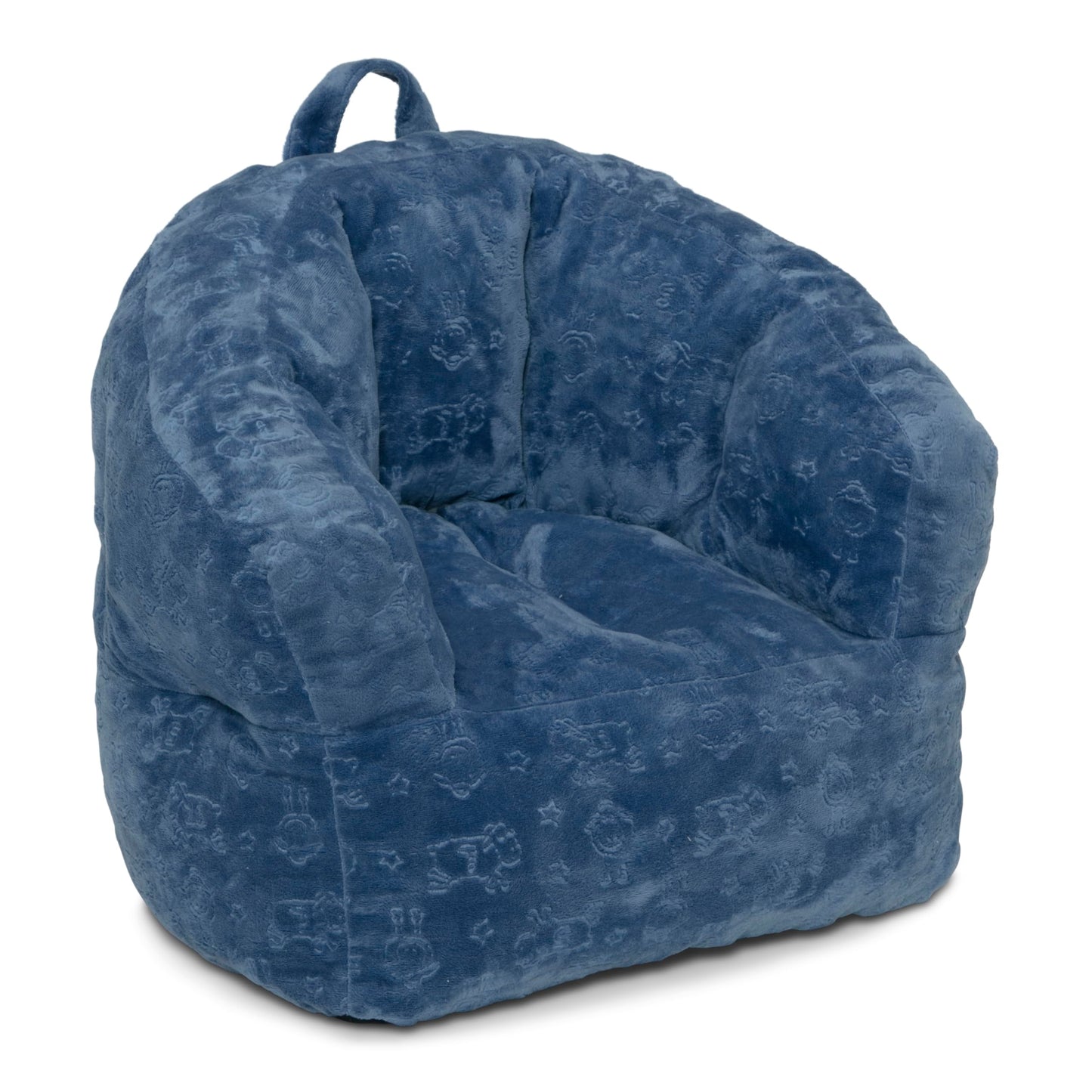 Delta Children - Serta Kids Plush Barrel Toddler Chair, Soft Foam Chair Bean Bag Chair Alternative for Boys and Girls, Cozy Seat for Reading, Watching Cartoons, Playroom Nursery Bedroom, Denim Blue