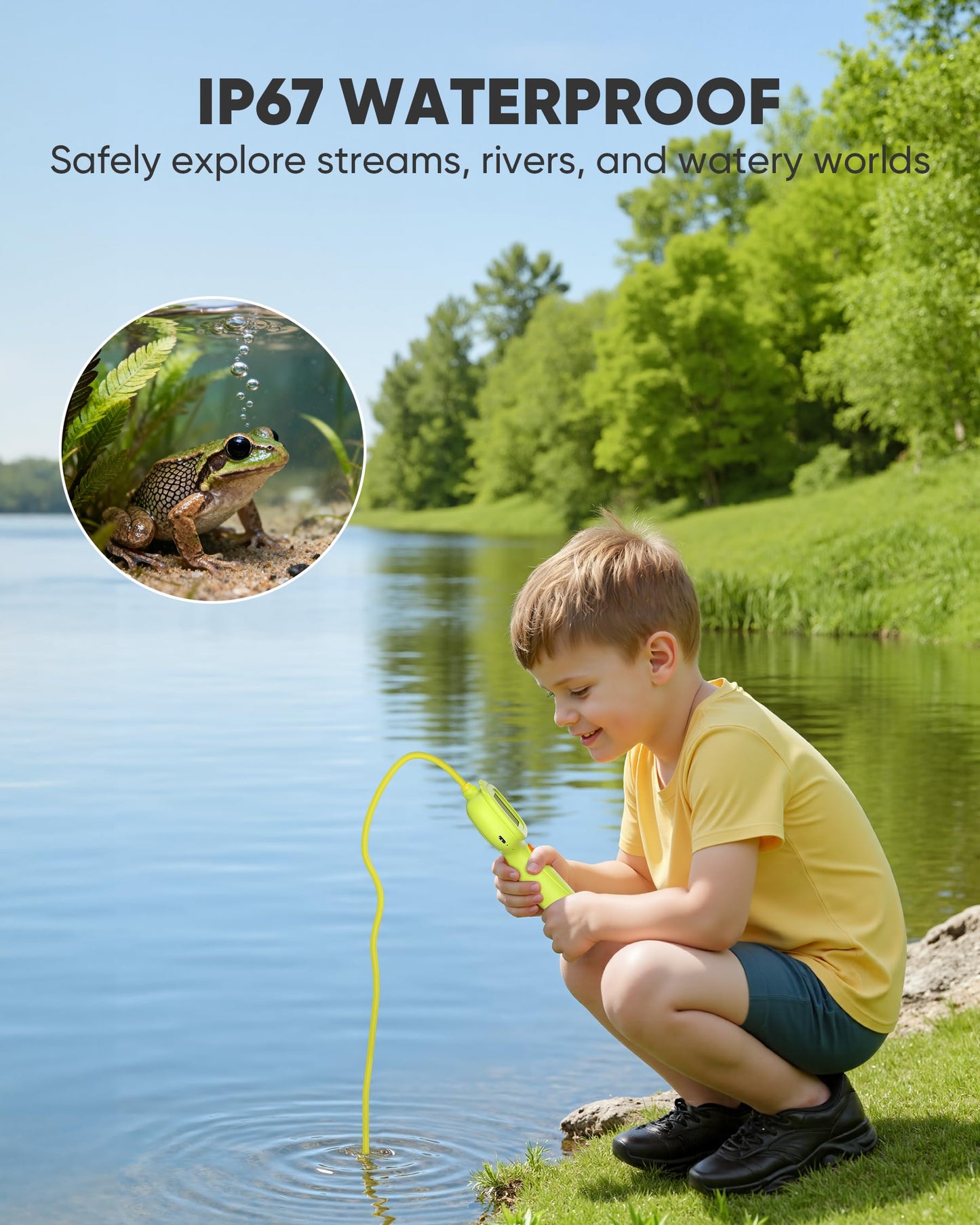 2.6FT Borescope Snake Camera Toy with Light & 32GB SD Card for Kids Science Educational STEM Toys for Outdoor Nature Exploration IP67 Waterproof Birthday Gift for 4 5 6 7 8 9 10 12 Years Old Boy Girls