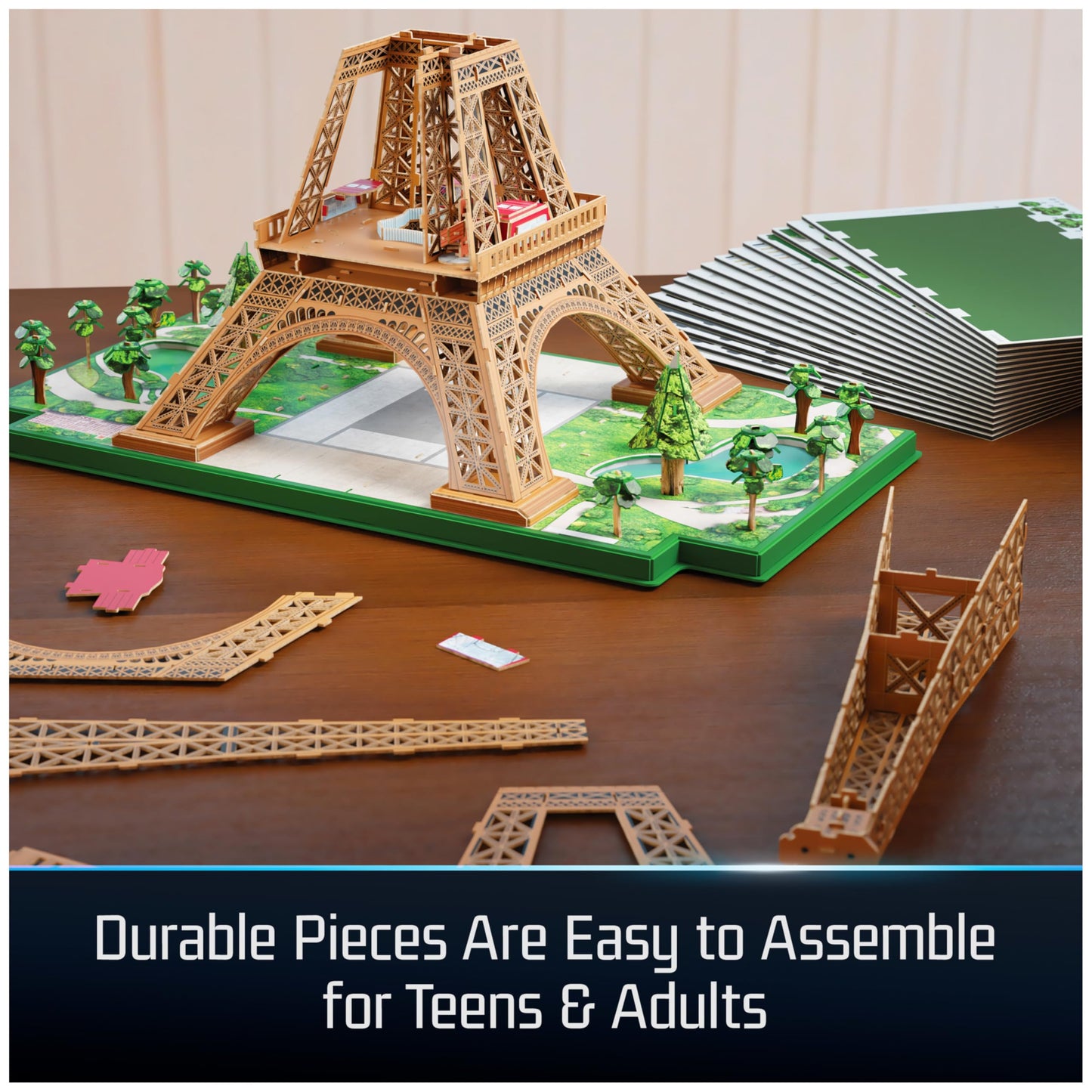 4D Build, Architect Series Eiffel Tower 3D Model Kit with LED Lights, Desk Décor, Adult Puzzles, Building Toys, 3D Puzzles for Adults & Teens, 252 Pieces, for Ages 12 & Up