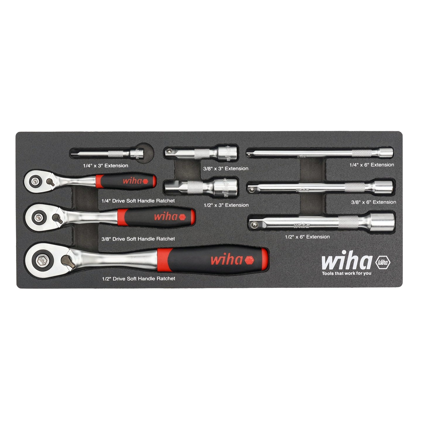 Wiha 33388 9 Piece SoftFinish Ratchet Tray Set