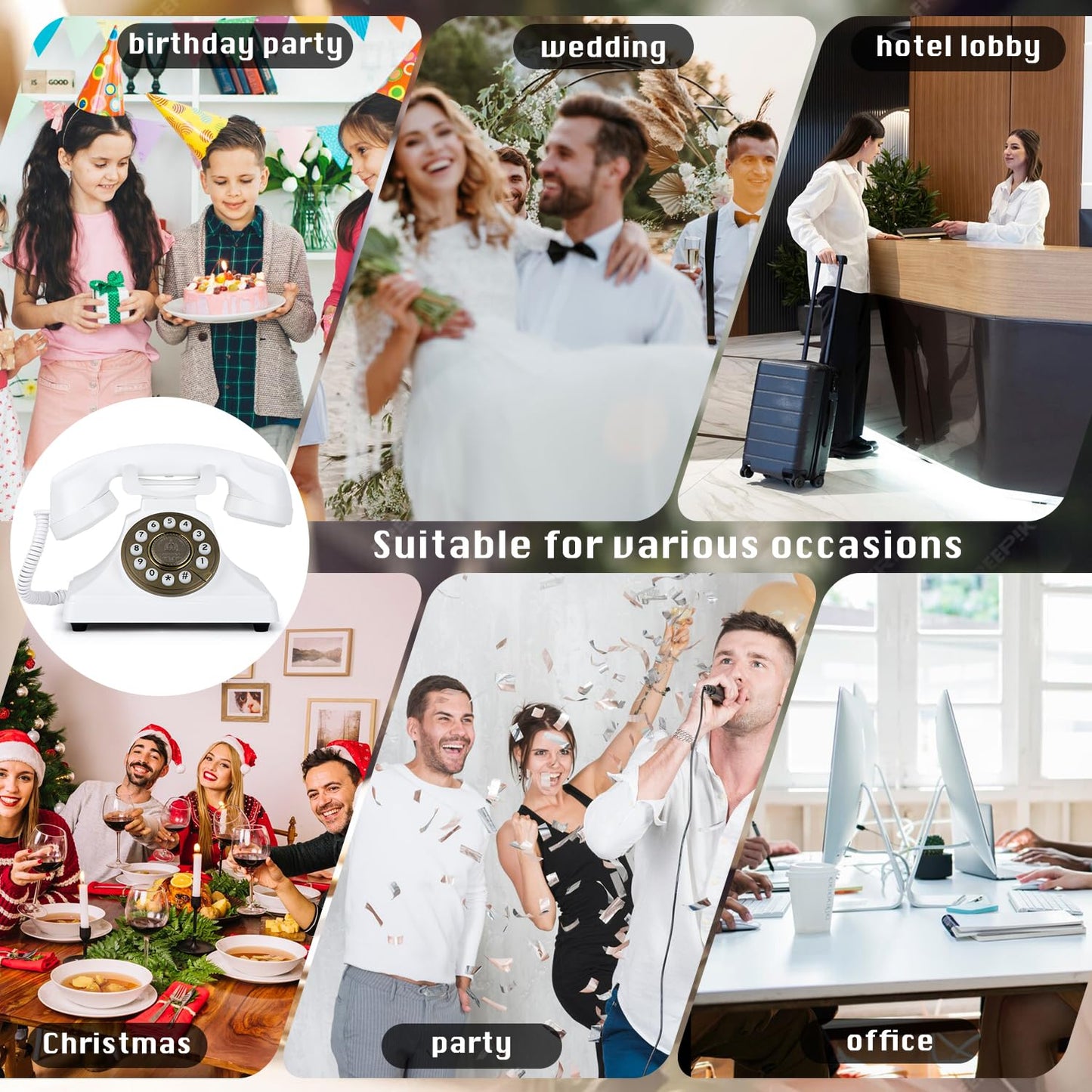 MCHEETA 2025 Latest Audio Guest Book Wedding Phone, Wireless Audio Guestbook Phone, Customized Voice Message Recording for Weddings, Graduation Parties and Banquets, Retro Style,Low Radiation,White