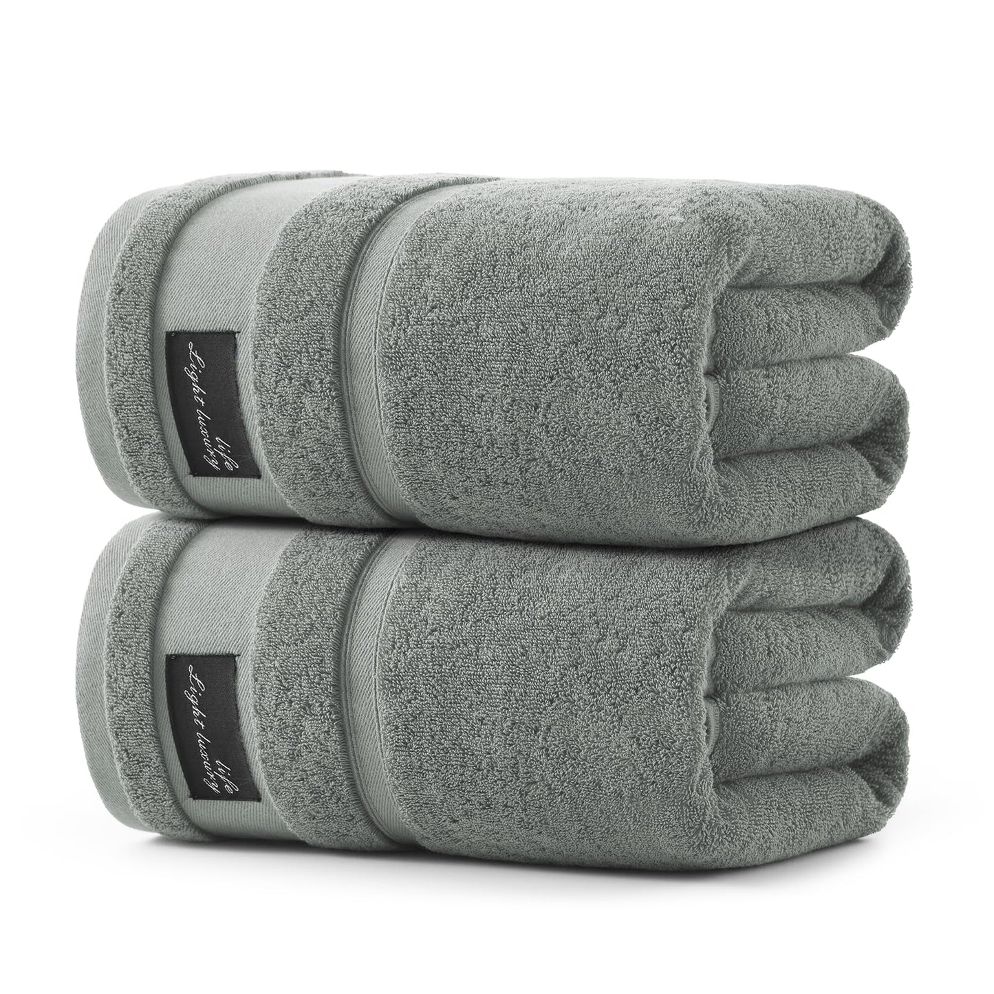 REDKISS Large Bath Towels Set 2 Piece, 100% Cotton, 31x63 in,Heavyweight 760GSM, Highly Absorbent & Quick Dry, Super Soft Luxury Bath Towel for Bathroom,Hotel Collection - Gray