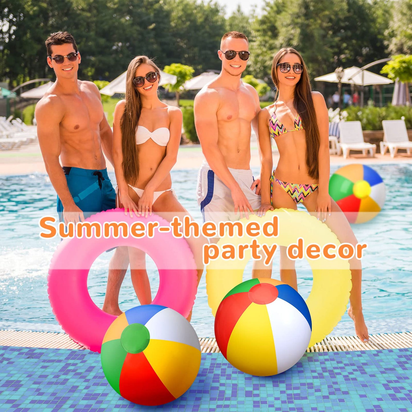 Honoson 30 Pieces 20 Inch Inflatable Beach Balls Large Blow up Pool Game Toys for Summer Swimming Party Supplies (Rainbow)