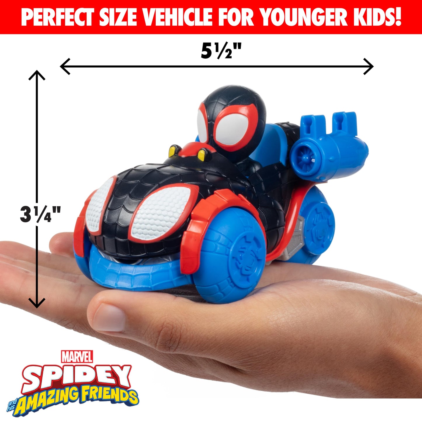 Marvel Spidey & His Amazing Friends Web Dart Zoomers 3-Pack Set - Spiderman, Miles Morales & Gwen Stacy - Officially Licensed - Vehicle Car Set - Spiderverse Gift for Kids, Boys & Girls