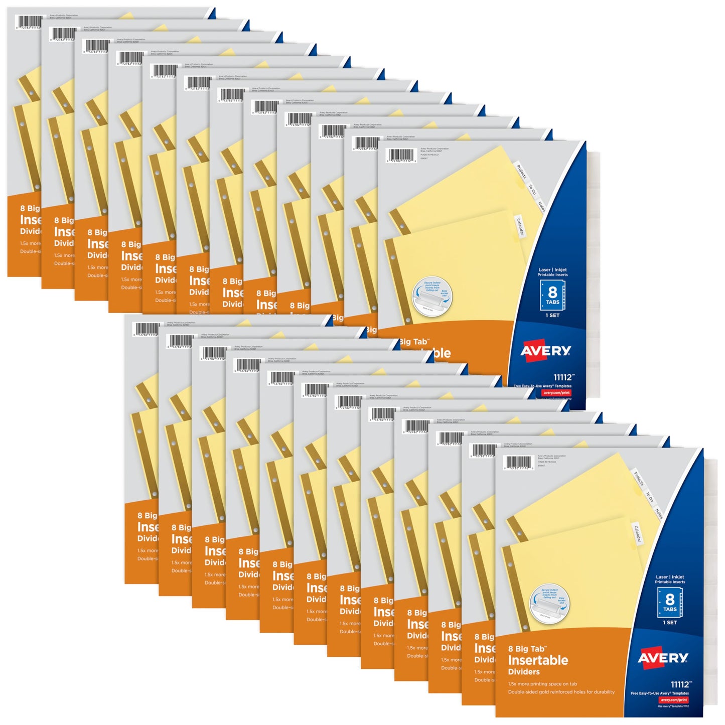 Avery Big Tab Insertable Dividers for 3 Ring Binders, 8-Tab Set, Buff Paper, Clear Tabs, 48 Sets of 11112 (11115)
