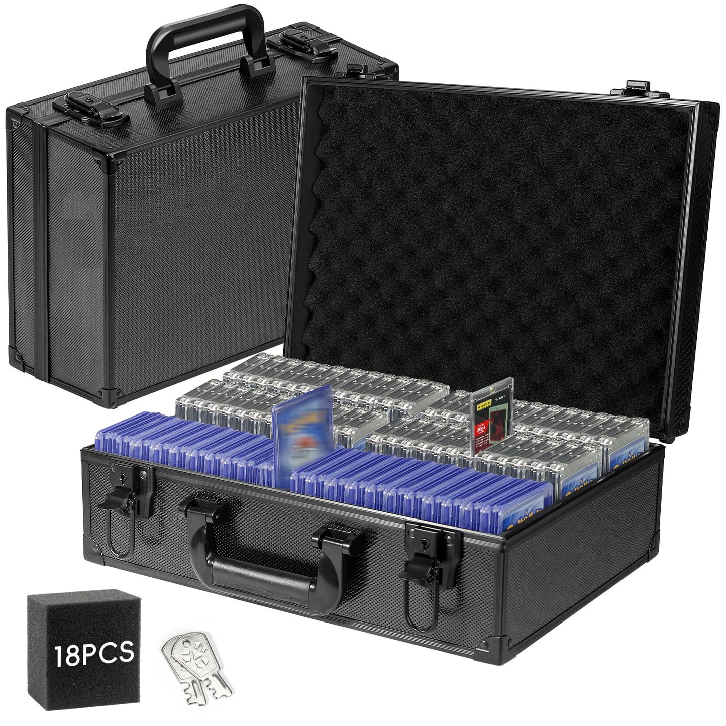 ANNLOV Toploader Storage Box for 3"x4" 35pt Rigid Cards, Holds 600+ Toploaders, Sports Card Storage Case Organizer, Trading Card Storage Box with Lock