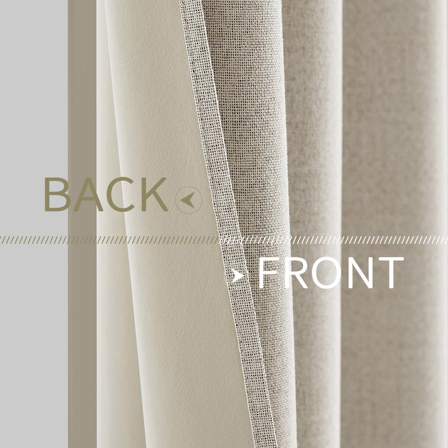 MIULEE 100% Blackout Linen Curtains for Bedroom Thermal Insulated Birch Grommet Room Darkening Curtains & Drapes for Living Room 52 x 84 Inch (2 Panels)