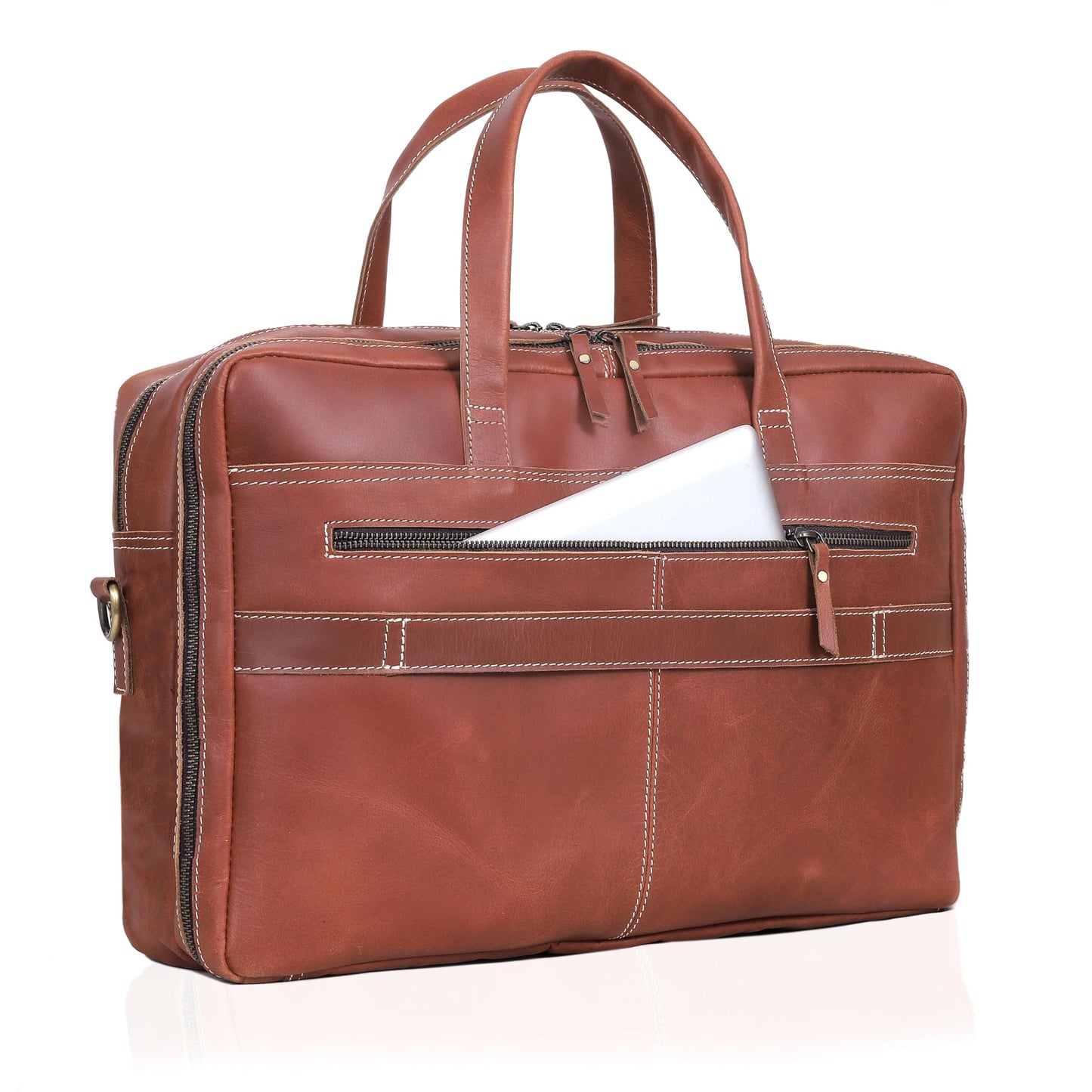 18 Inch Full Grain italian Leather Briefcase for Men, Top Choice Gifts, Handcrafted Laptop Bag (TAN) (16 inch)
