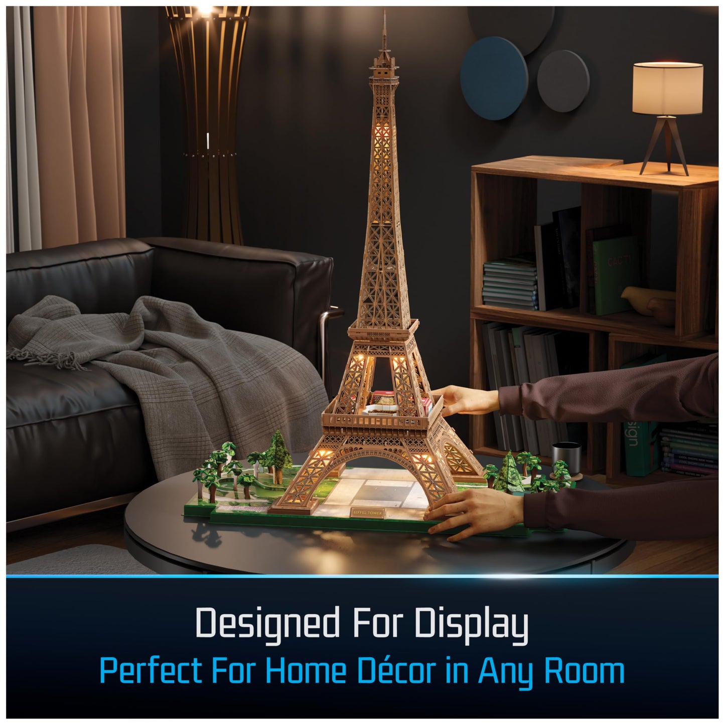 4D Build, Architect Series Eiffel Tower 3D Model Kit with LED Lights, Desk Décor, Adult Puzzles, Building Toys, 3D Puzzles for Adults & Teens, 252 Pieces, for Ages 12 & Up
