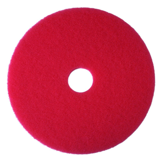 3M Buffer Floor Pad 5100, Red, 16", Removes Soil, Scratches, Scuff Marks, and Black Shoe Heel Marks