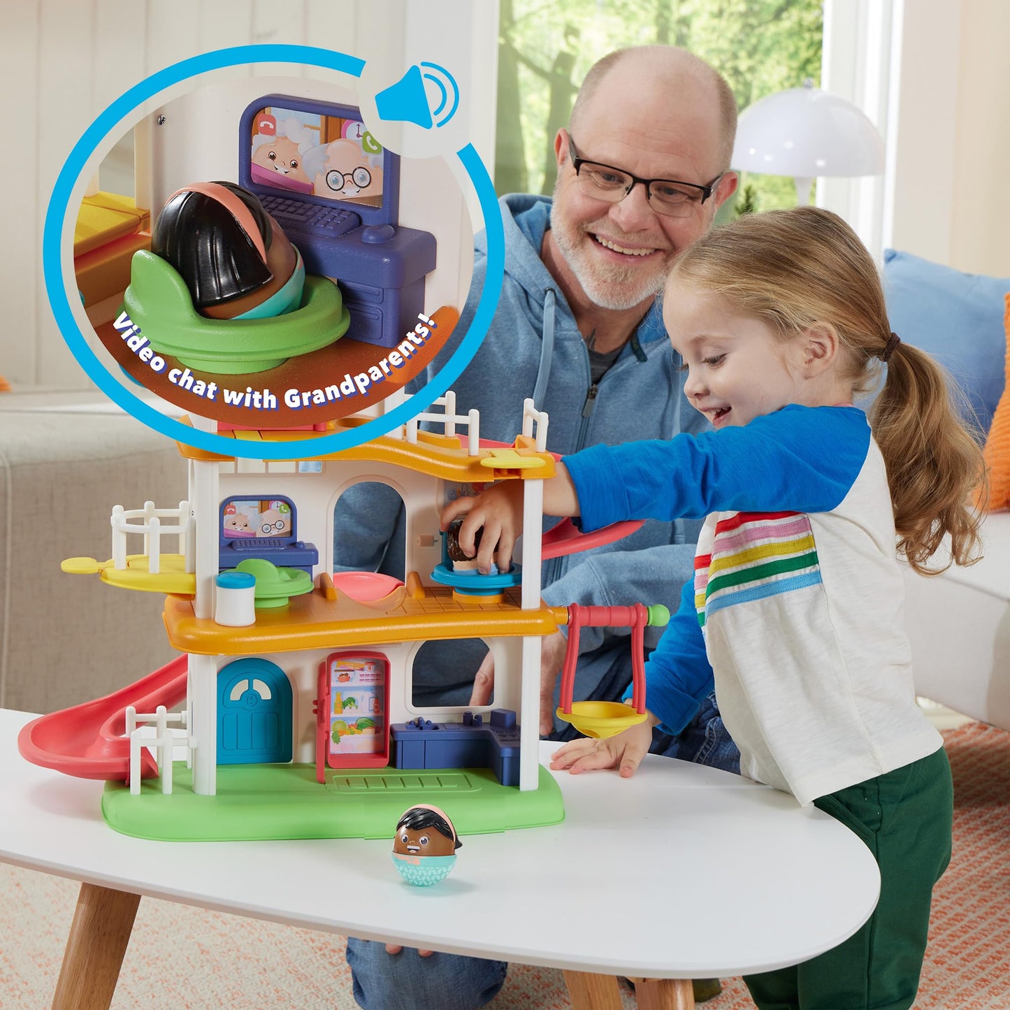 Playskool Weebles My Smart House - Weeble Wobble Preschool Toy for Toddlers Smart Speaker with Sounds + Songs 3 Floors of Imaginative Play for Ages 12 Months and Up