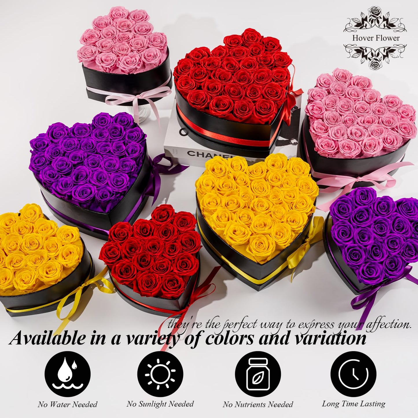 Hover Flower 27 Forever Preserved Flowers in a Box, Vanlentines Day Gifts for Her, Eternal Roses Flowers for Delivery Prime, Birthday Gifts for Women Mom Grandma Wife (Pink)