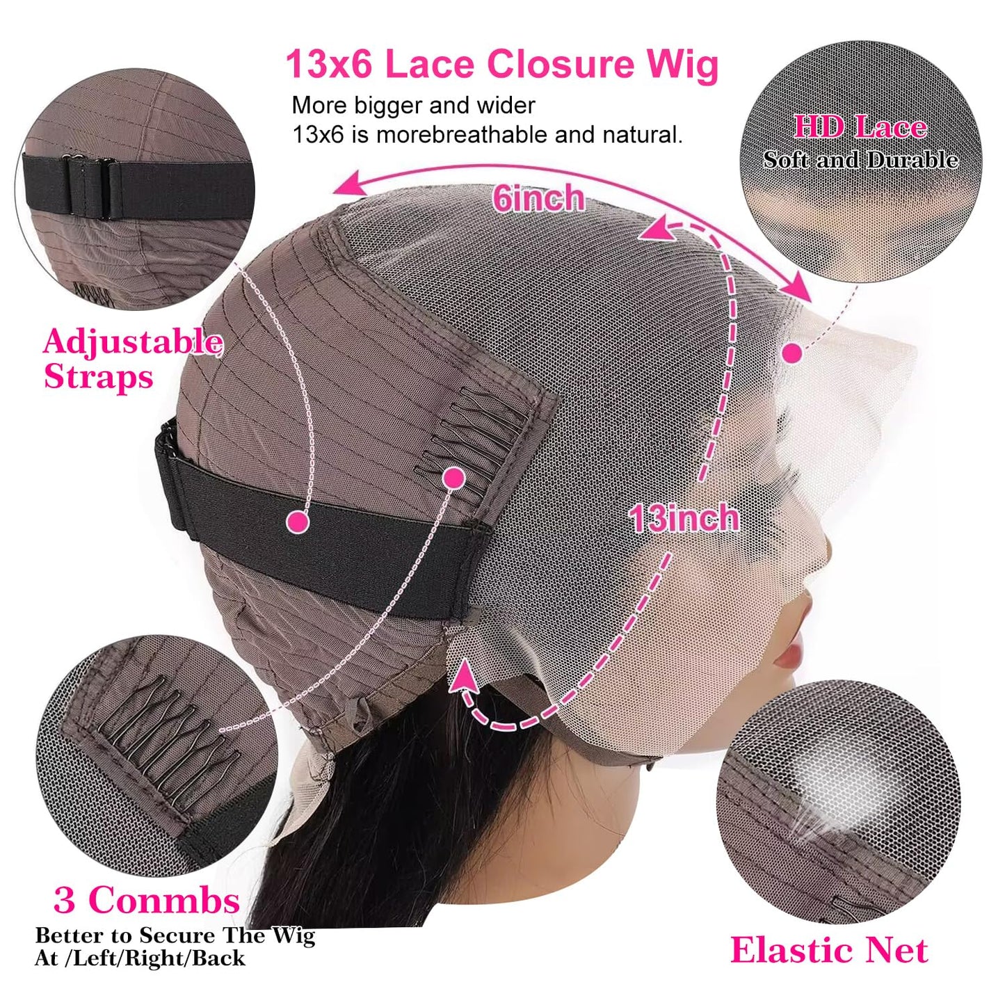 JUBOTIN 30 Inch 13x6 HD Lace Front Wigs Human Hair Straight 13x6 Pre Plucked Lace Front Wigs for Black Women Glueless 13x6 Lace Front Wigs 180% Density Straight Human Hair Wigs with Baby Hair