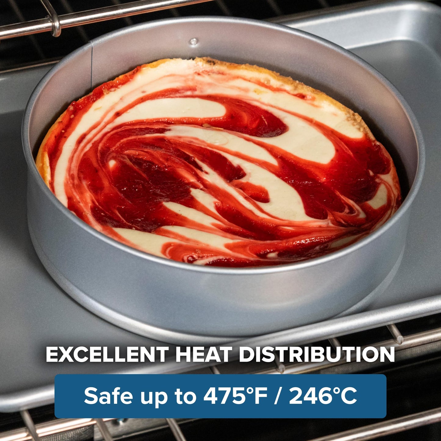 Viking Premium 9-Inch Nonstick Ceramic Springform Pan, Made without PFAS, Heavy Gauge Aluminized Steel Cheesecake Baking Pan, Reinforced Iron Frame, Even Heating, Oven Safe for 475F, Silver