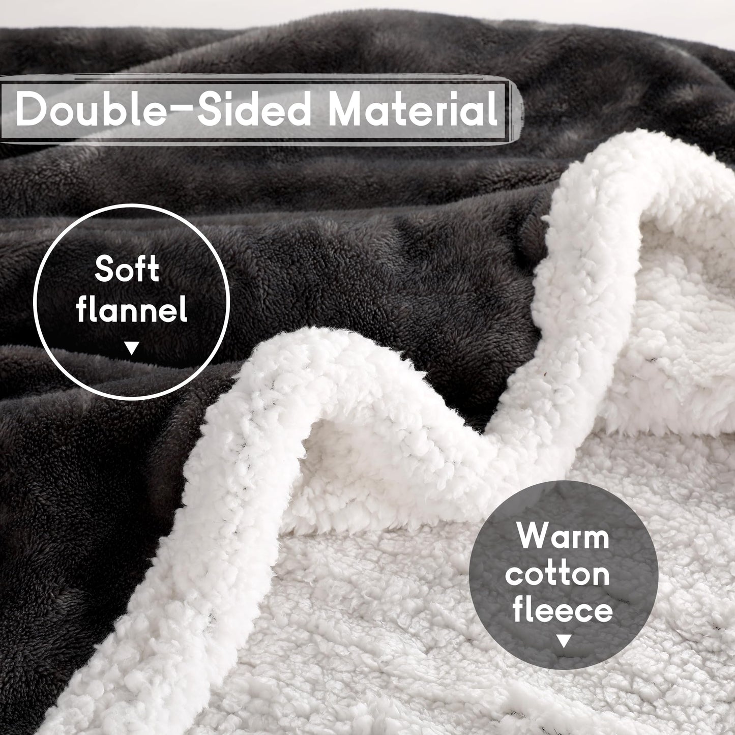 Heated Blanket Electric Blanket Full Size 72''x84'' with 9 Heating Levels, 1-10 Hour Auto Shut Off, Machine Washable, Flannel & Sherpa Soft Warming Blanket for Couch, Bed, Office - Dark Grey
