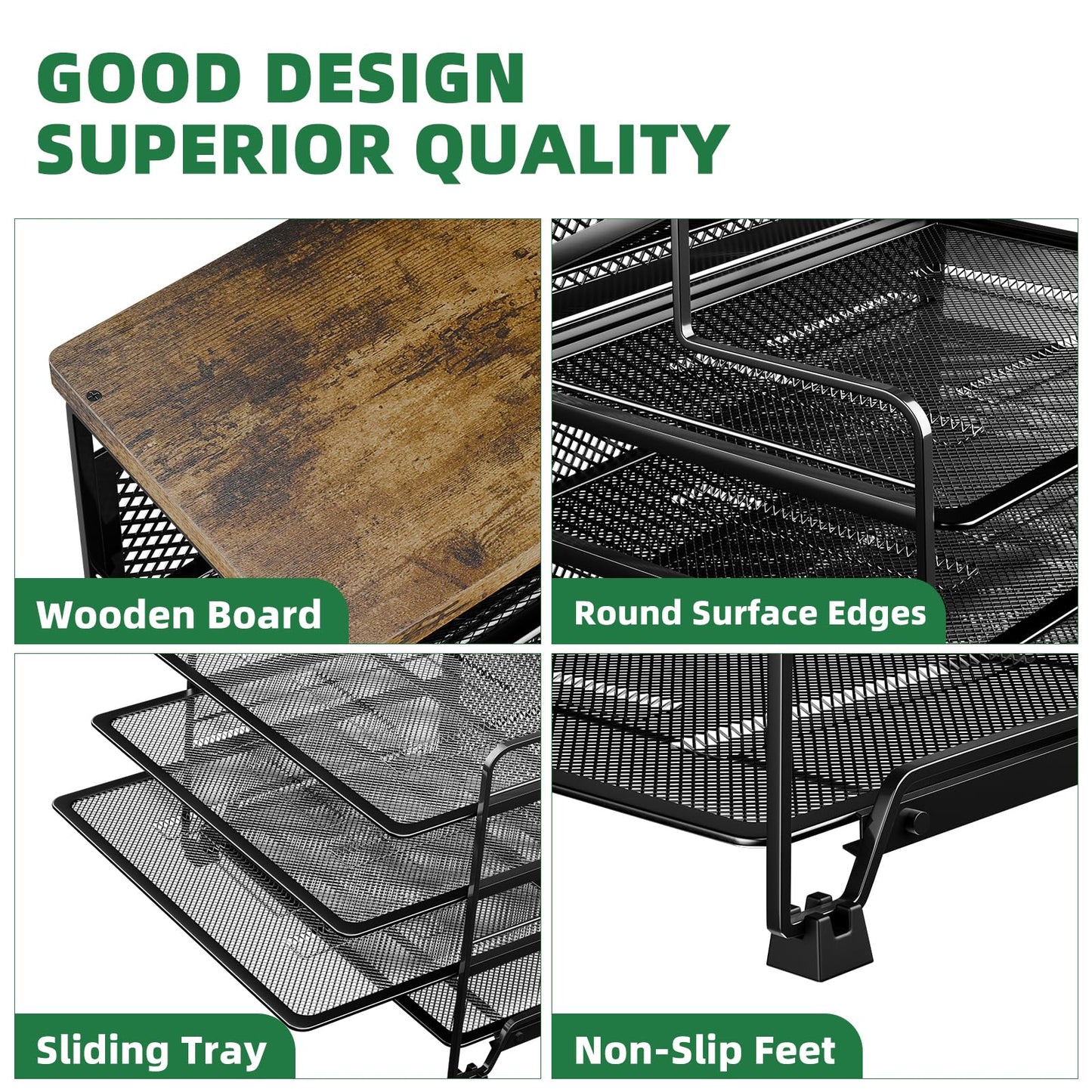 Simple Trending 7 Tier Desk File Organizer, 2 Pack Letter Tray Paper Organizer, Mesh Desk Accessories File Folder for Office, Home or School, Black