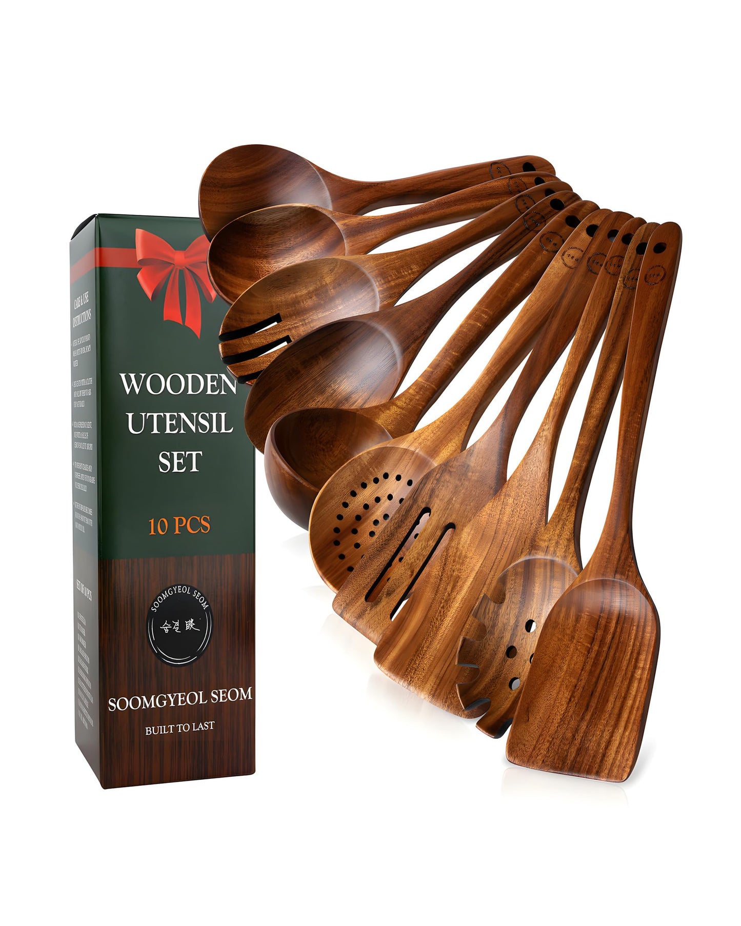 SOOMGYEOL SEOM 10-Piece Teak Wood Cooking Utensil Set