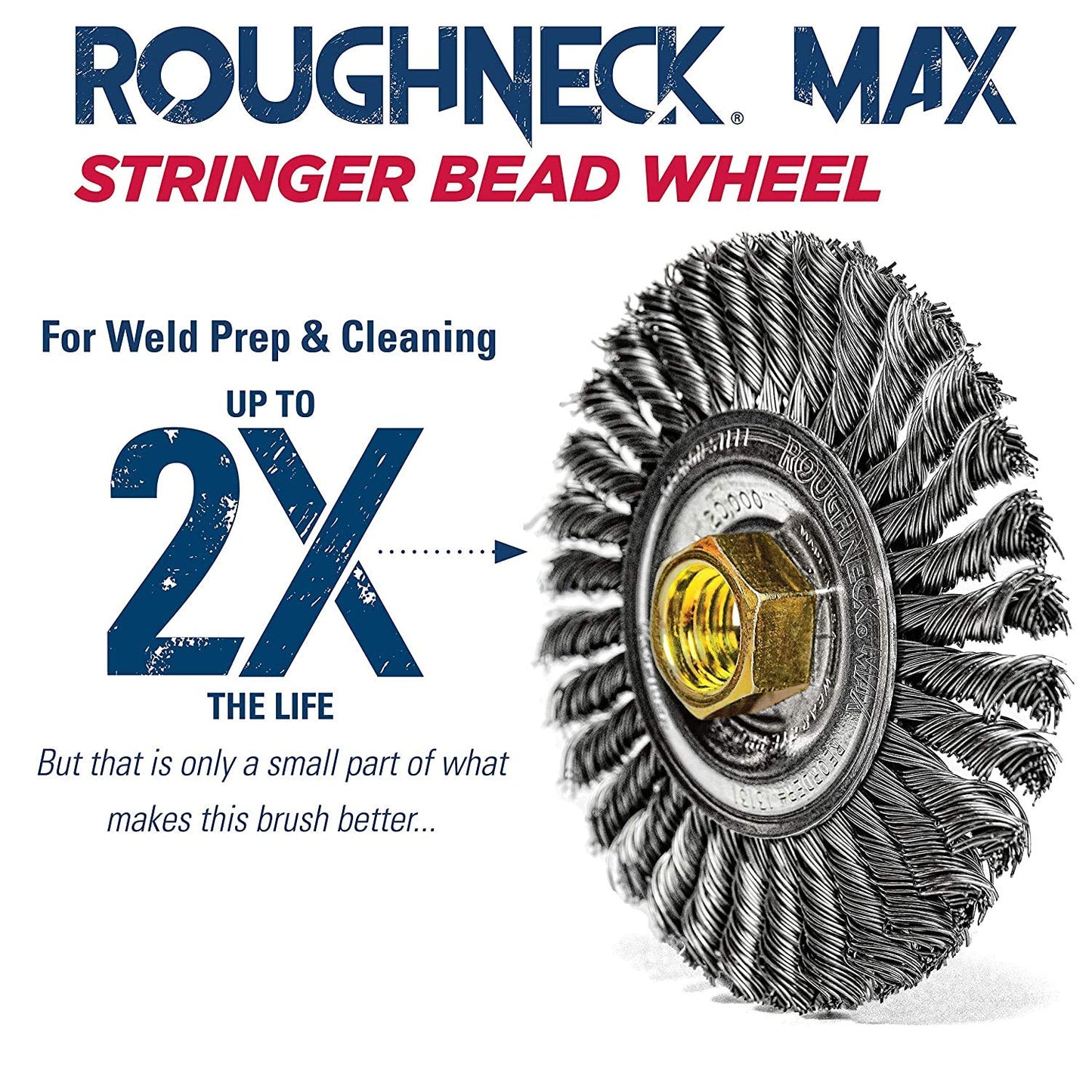 Weiler 13131 4" Roughneck Max Stringer Bead Wire Wheel, 0.020" Steel Fill, 5/8"-11 UNC Nut (Pack of 5)